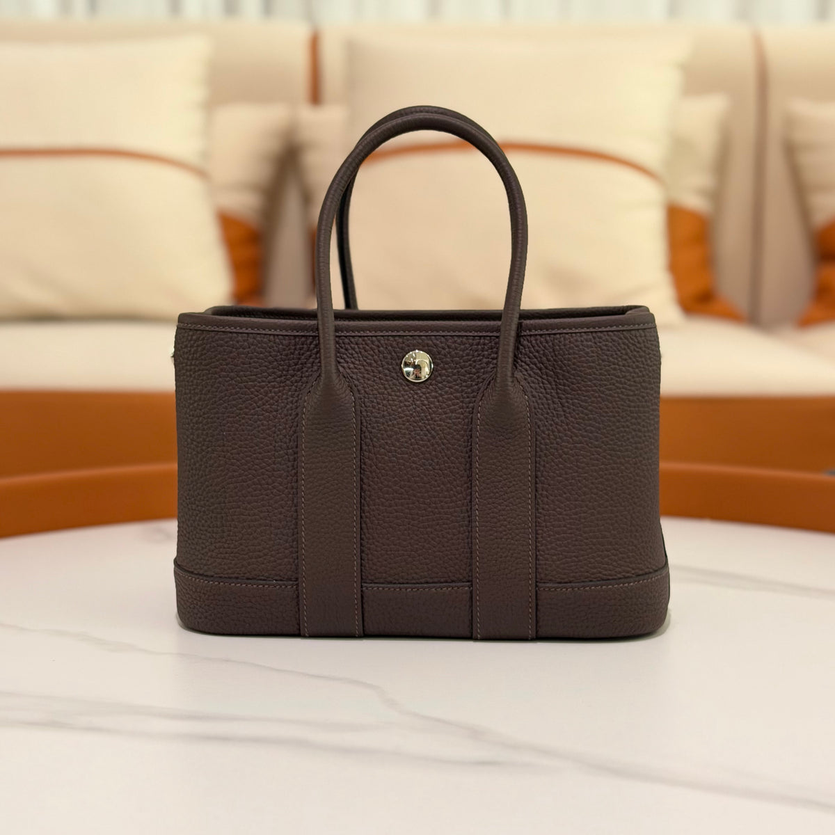 Hermes Mini Garden Party Chocolate Togo Leather | HERMES