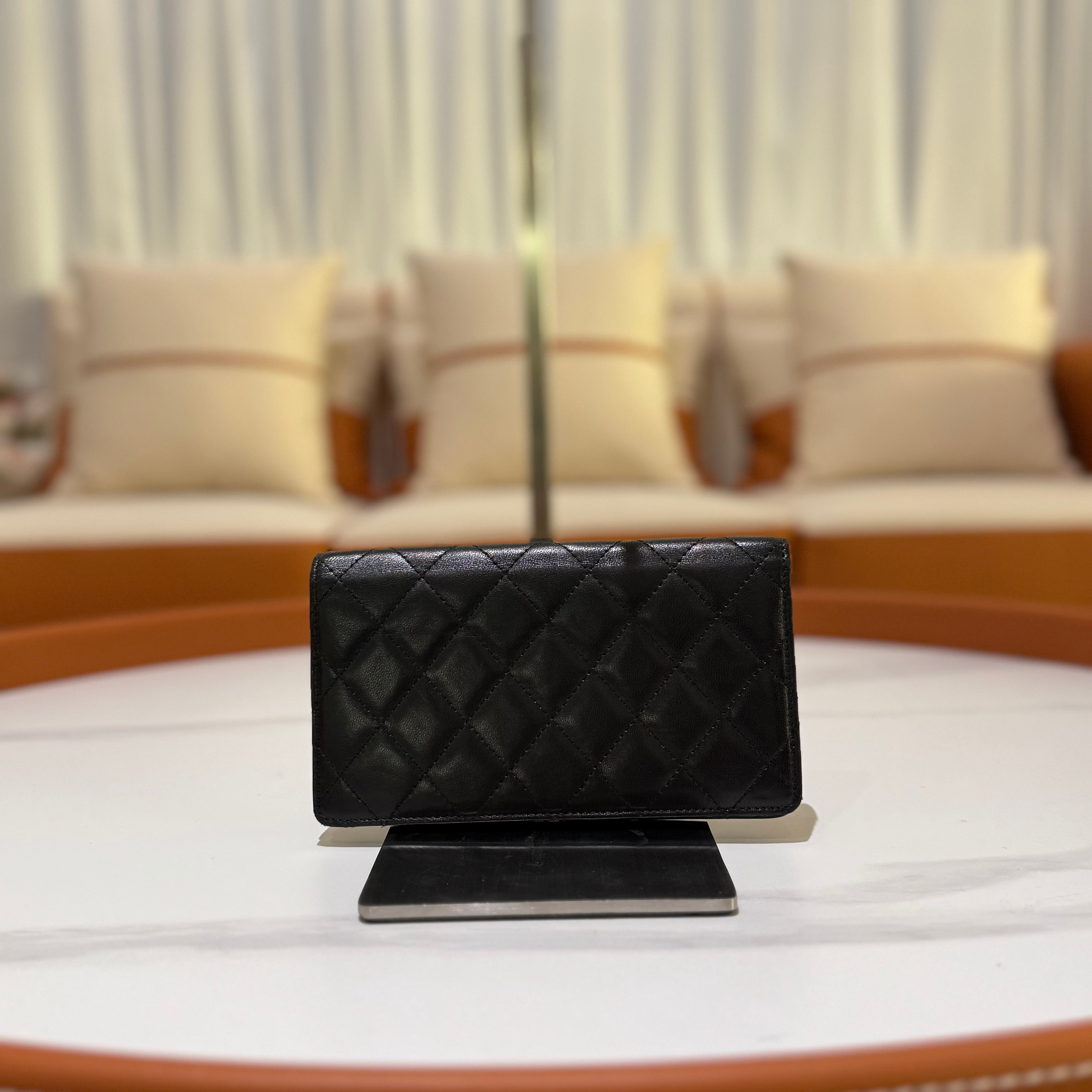 CHANEL LONG WALLET BLACK HEART LAMBSKIN