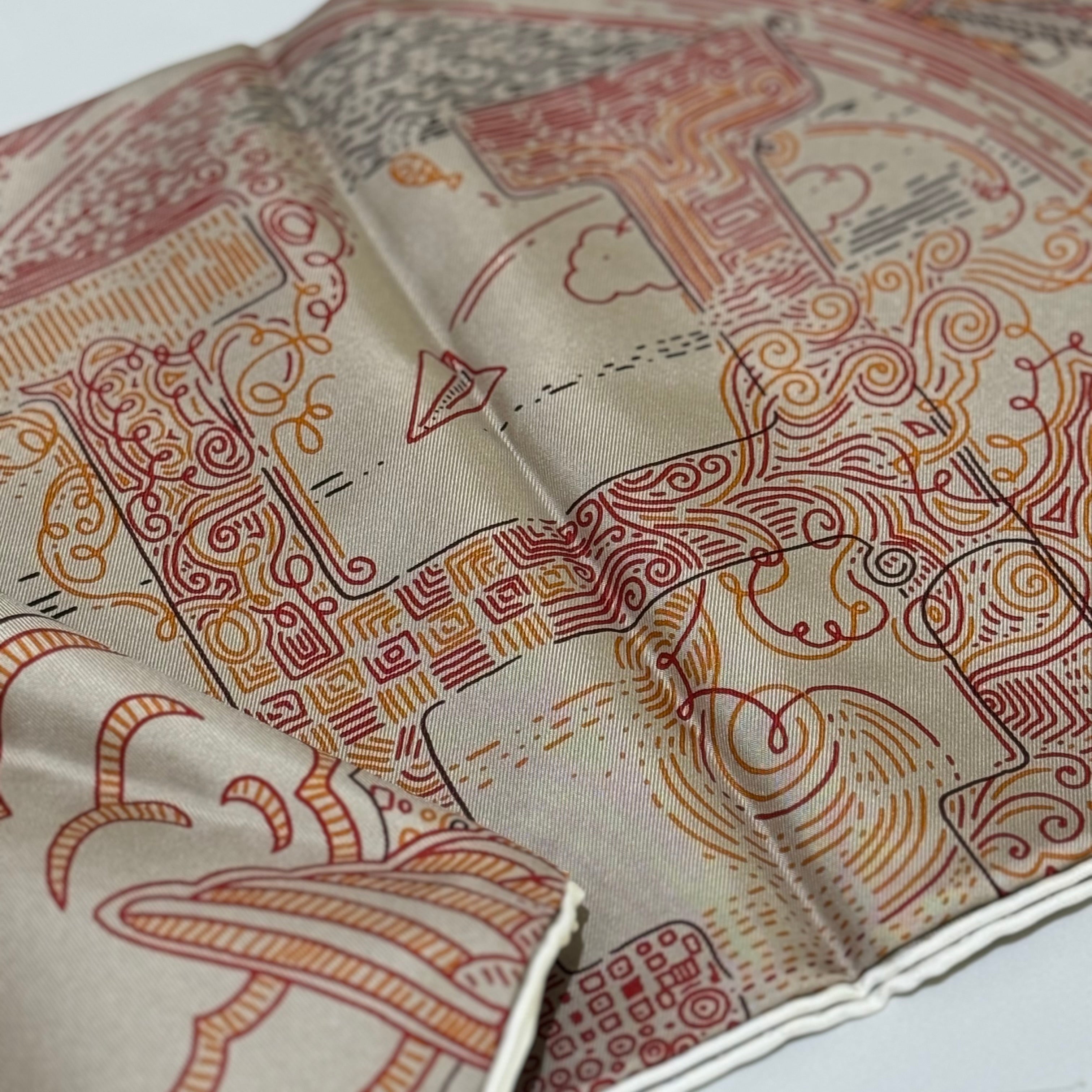 HERMES CARRE TWILL MARRON SILK SCARF