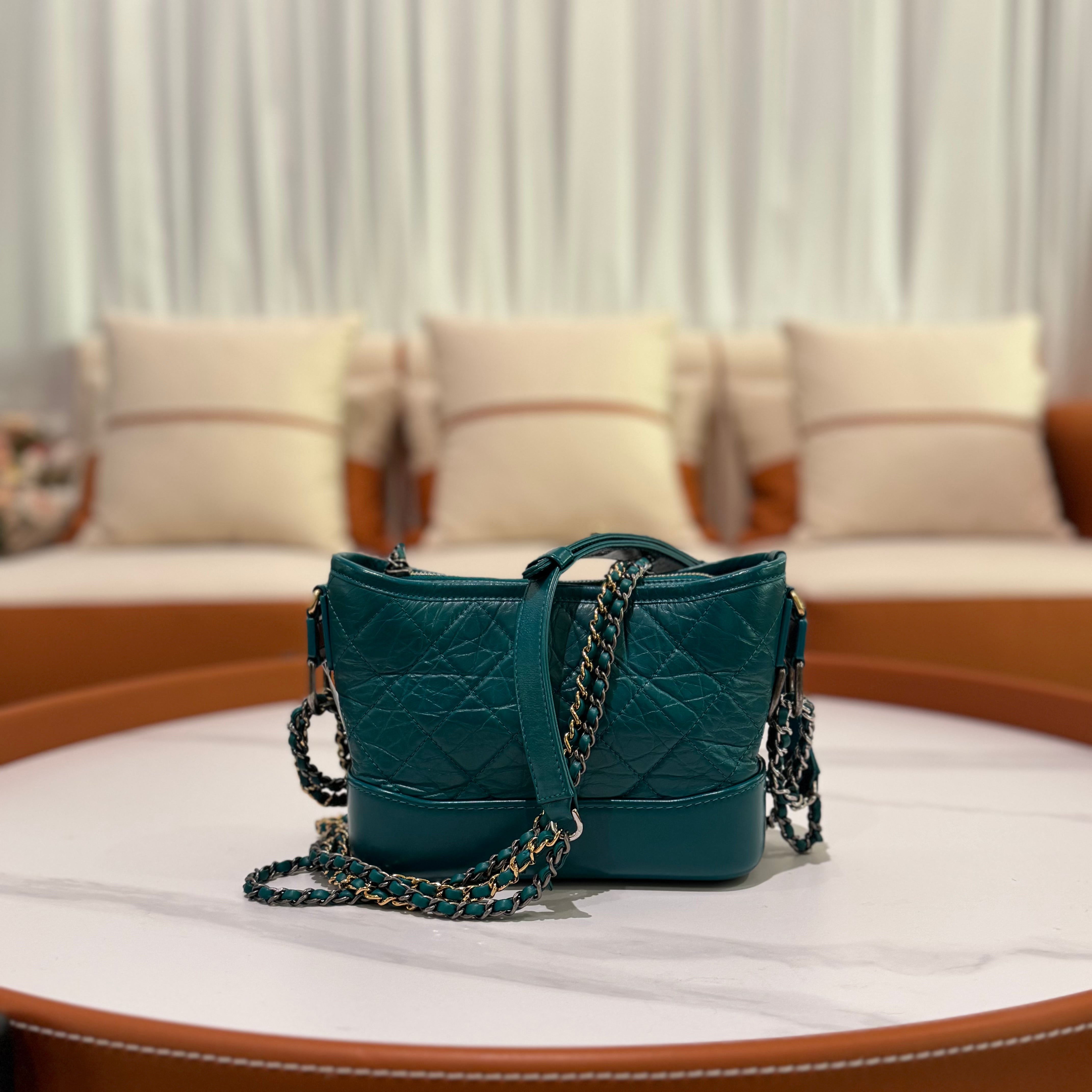 CHANEL SMALL DARK GREEN GABRIELLE HOBO BAG