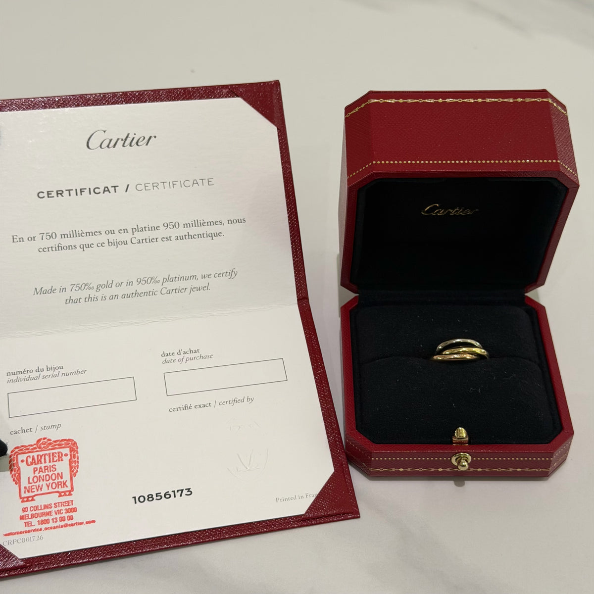 Cartier Trinity Ring Small Model 18K Three-Tone Gold