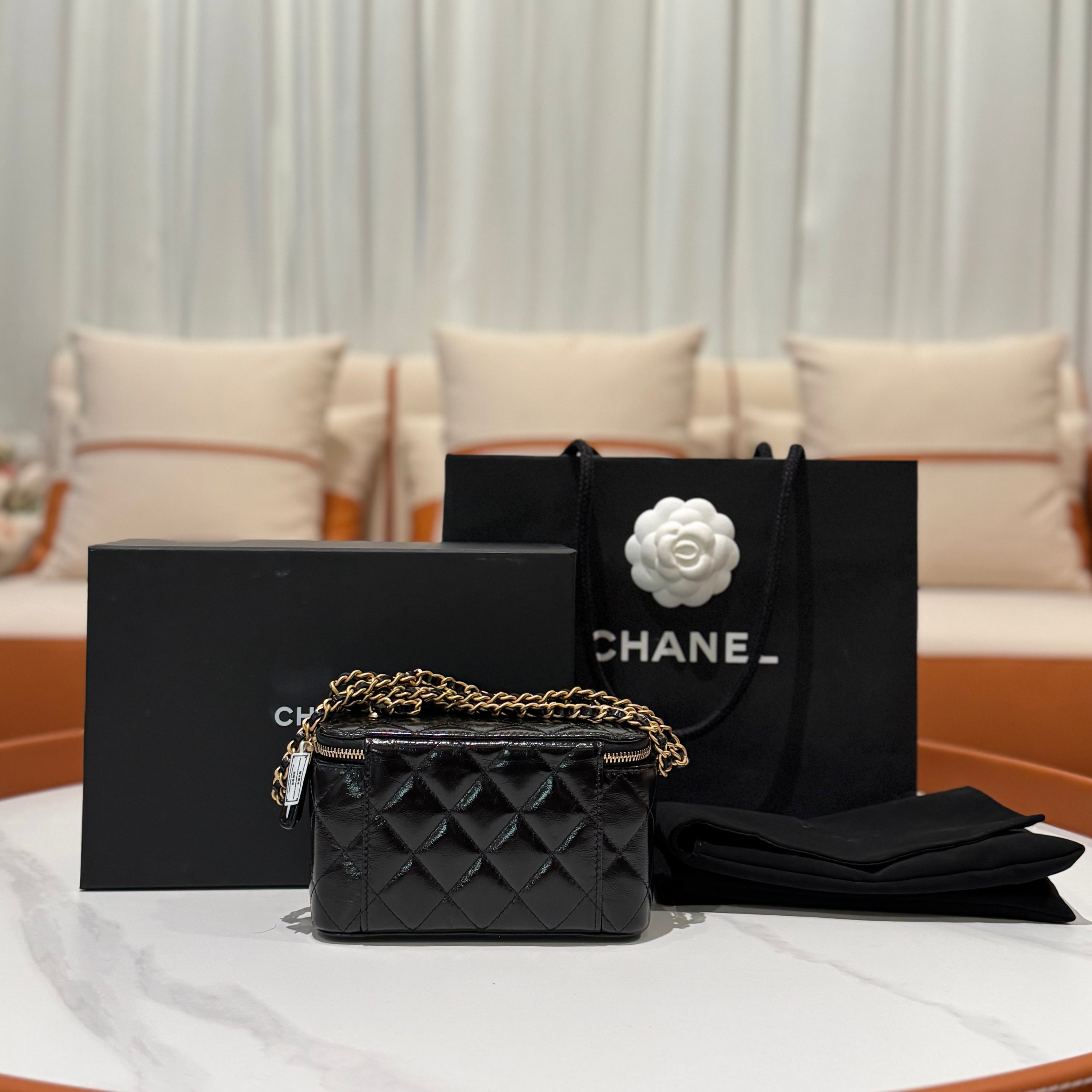 CHANEL Timeless Classic Long Vanity Case in Glazed Calfskin