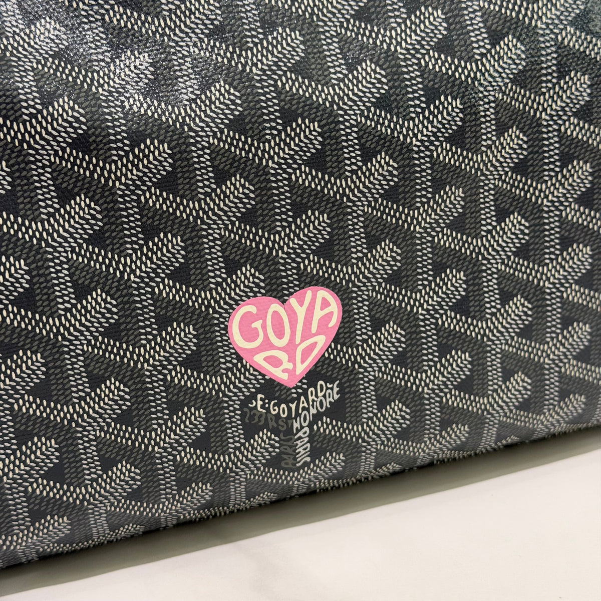 Goyard Hobo Bag Grey with Heart Painting