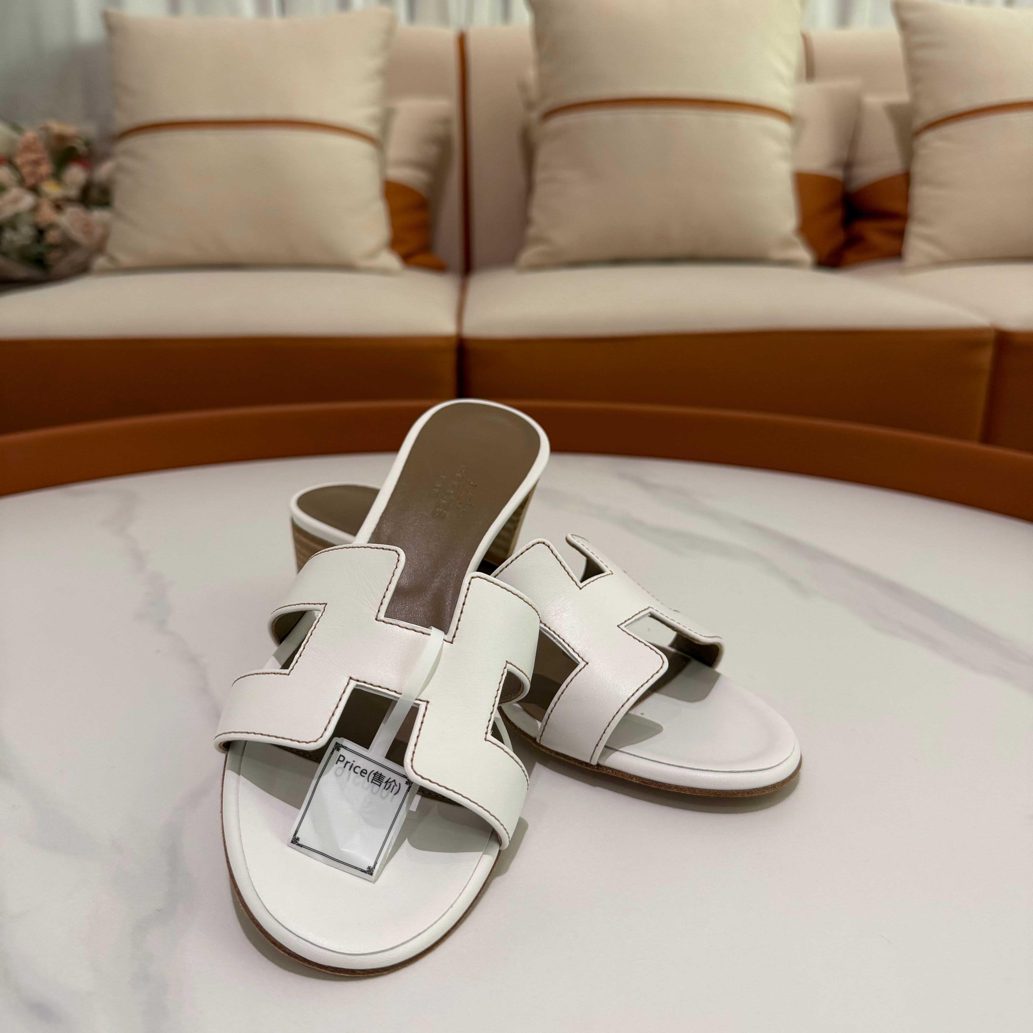 Hermes Oasis White Heeled Sandals