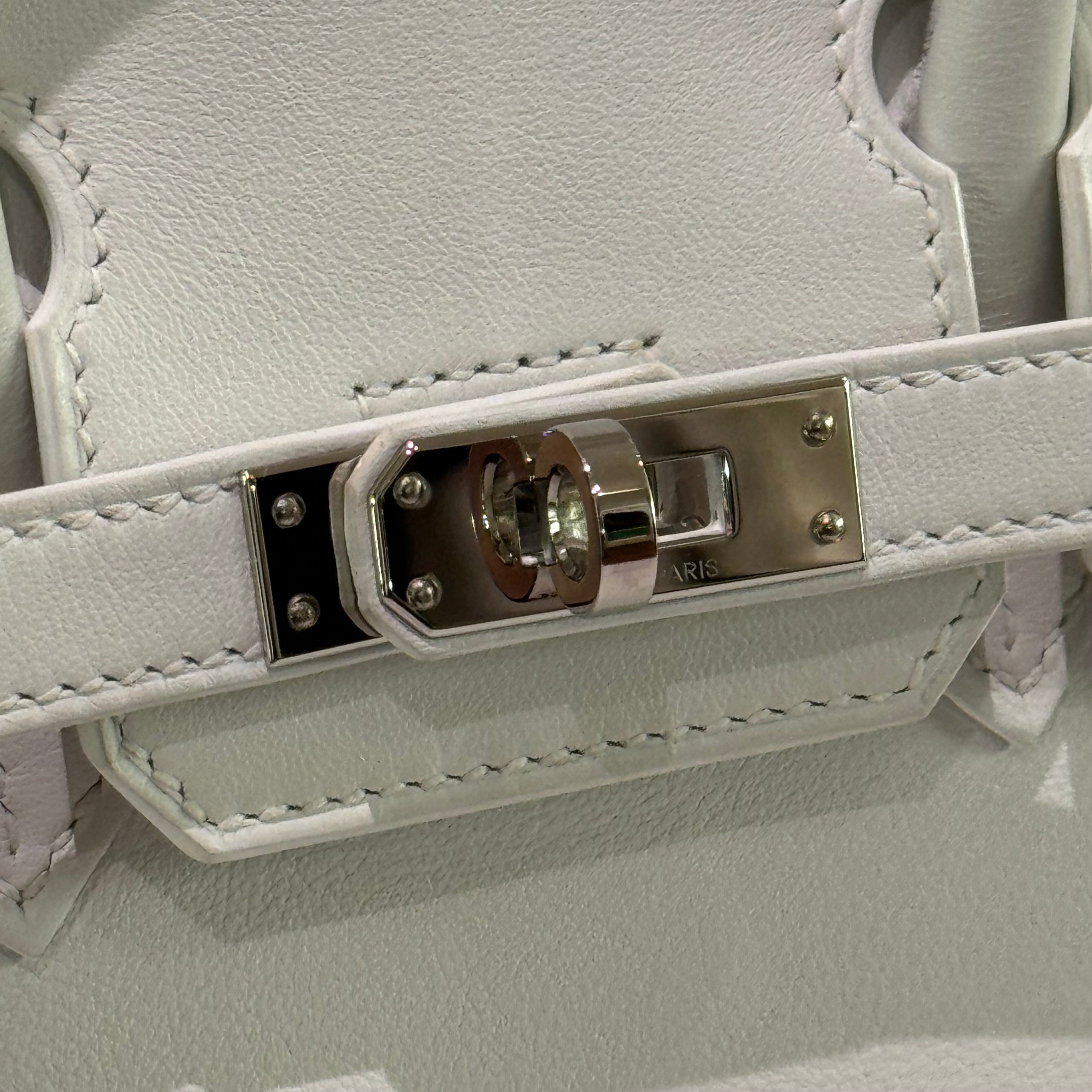 HERMÈS BIRKIN 25 WHITE SWIFT LEATHER WITH PALLADIUM HARDWARE STAMP B