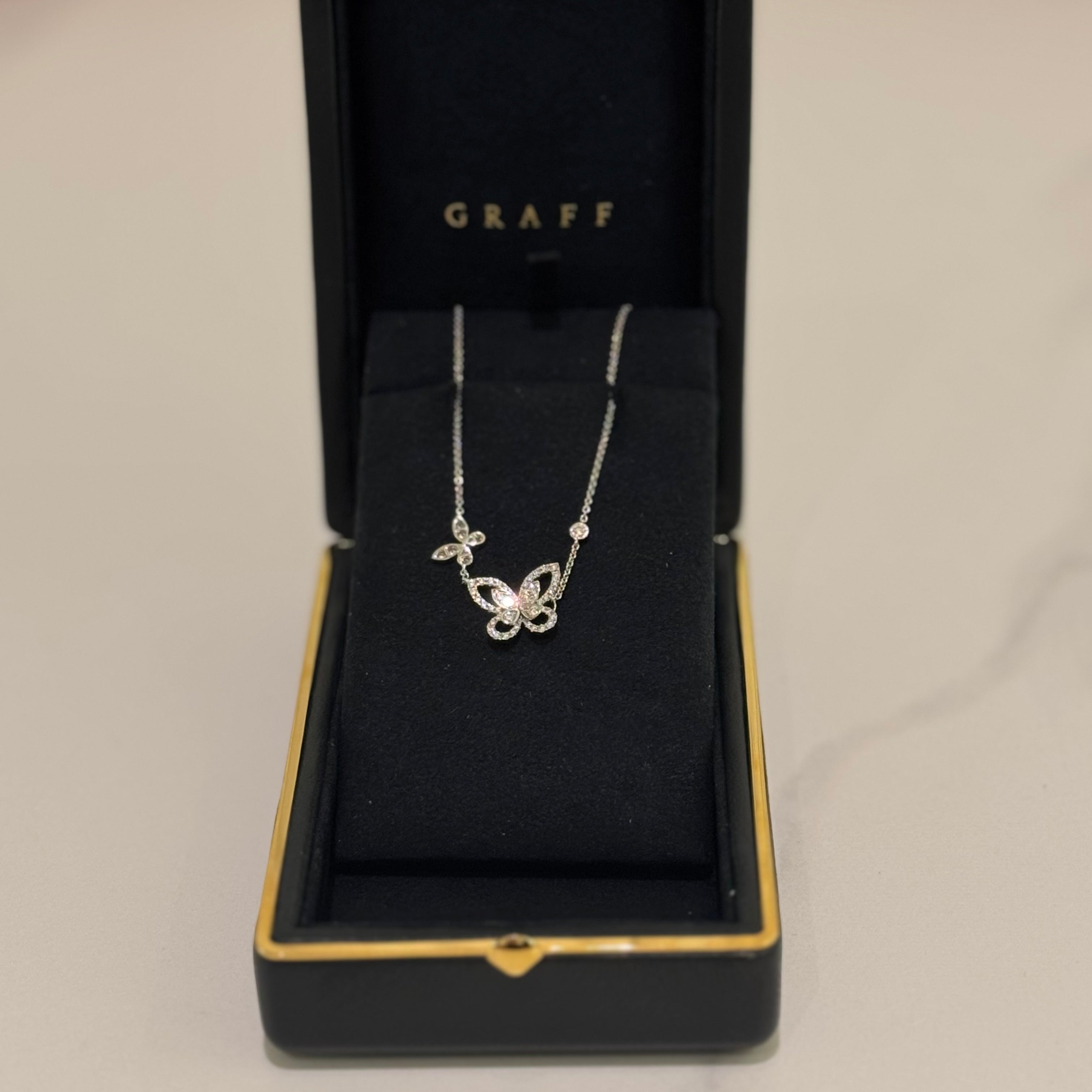 GRAFF BUTTERFLY SILHOUETTE DIAMOND PENDANT NECKLACE
