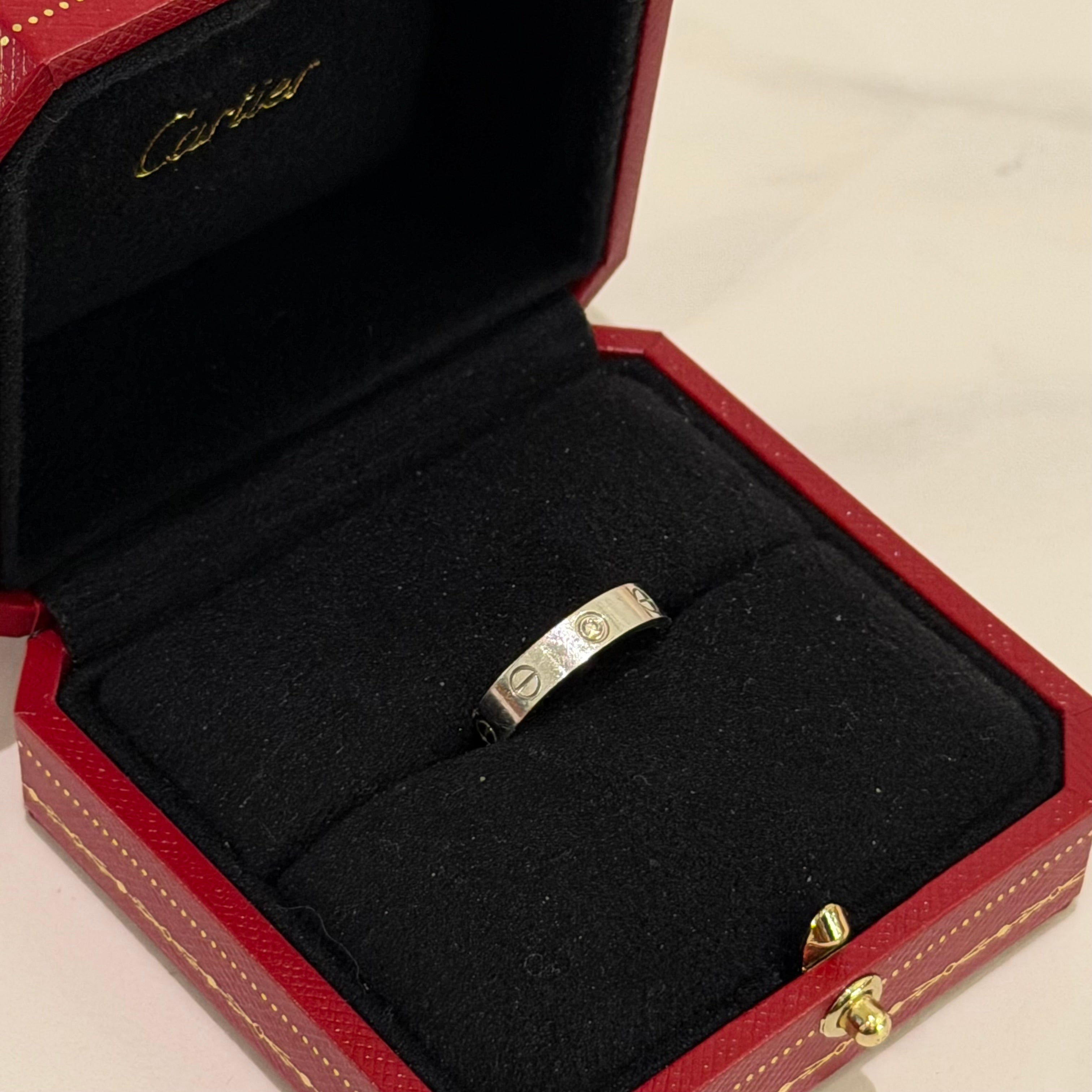 Cartier LOVE Single Diamond Narrow Ring 18K White Gold