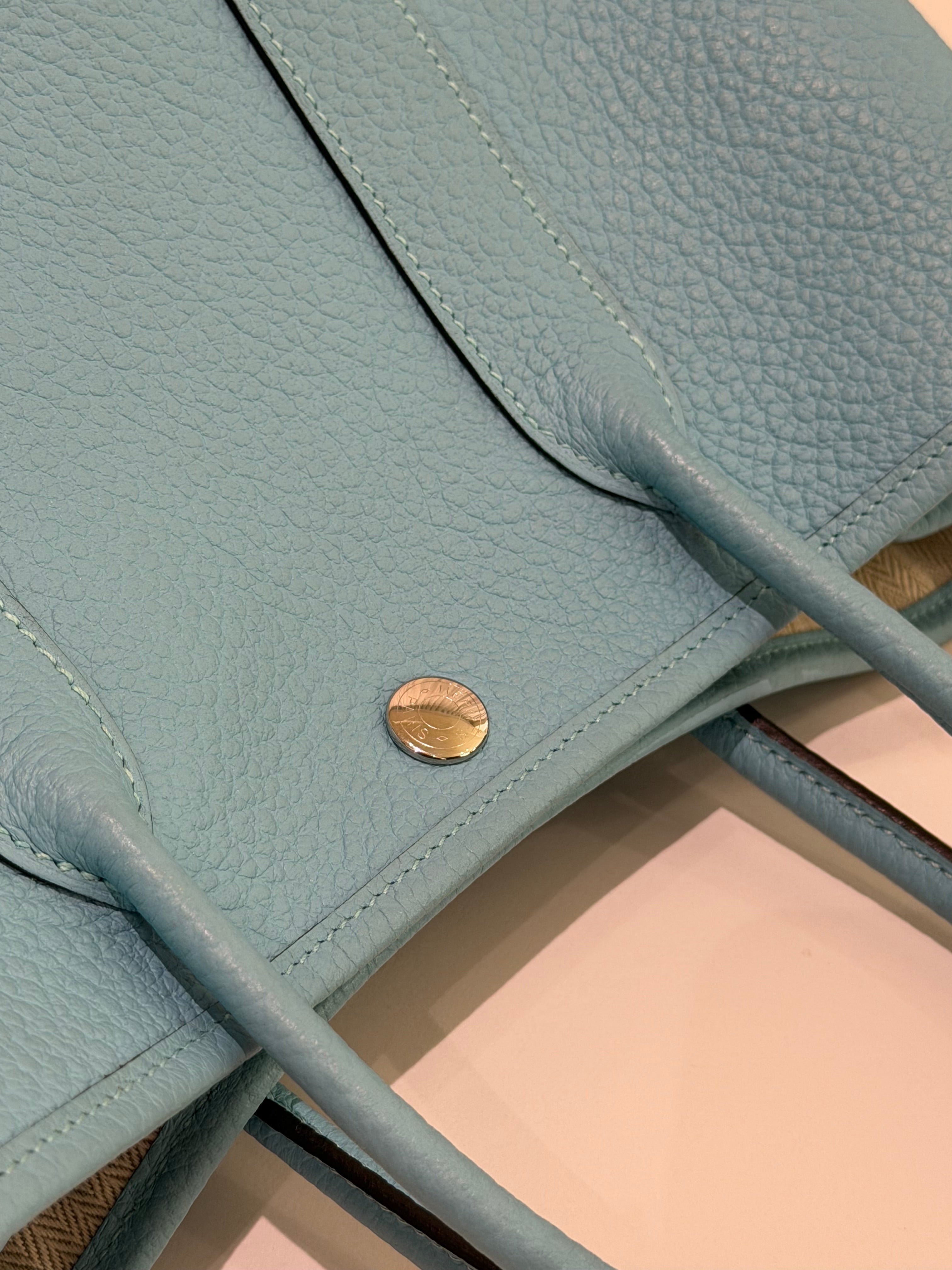 Hermes Garden Party 30 Macaron Blue Silver Hardware T Stamp