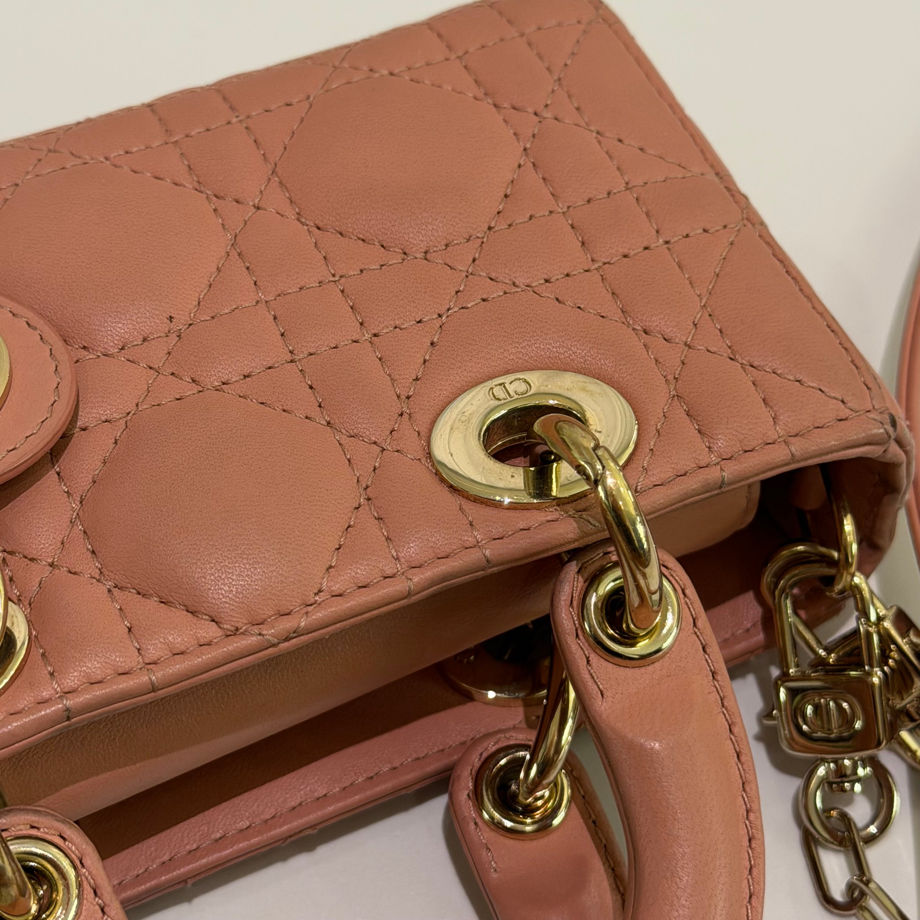 Dior D-Joy Mini Rose Pink Lambskin Shoulder Crossbody Bag