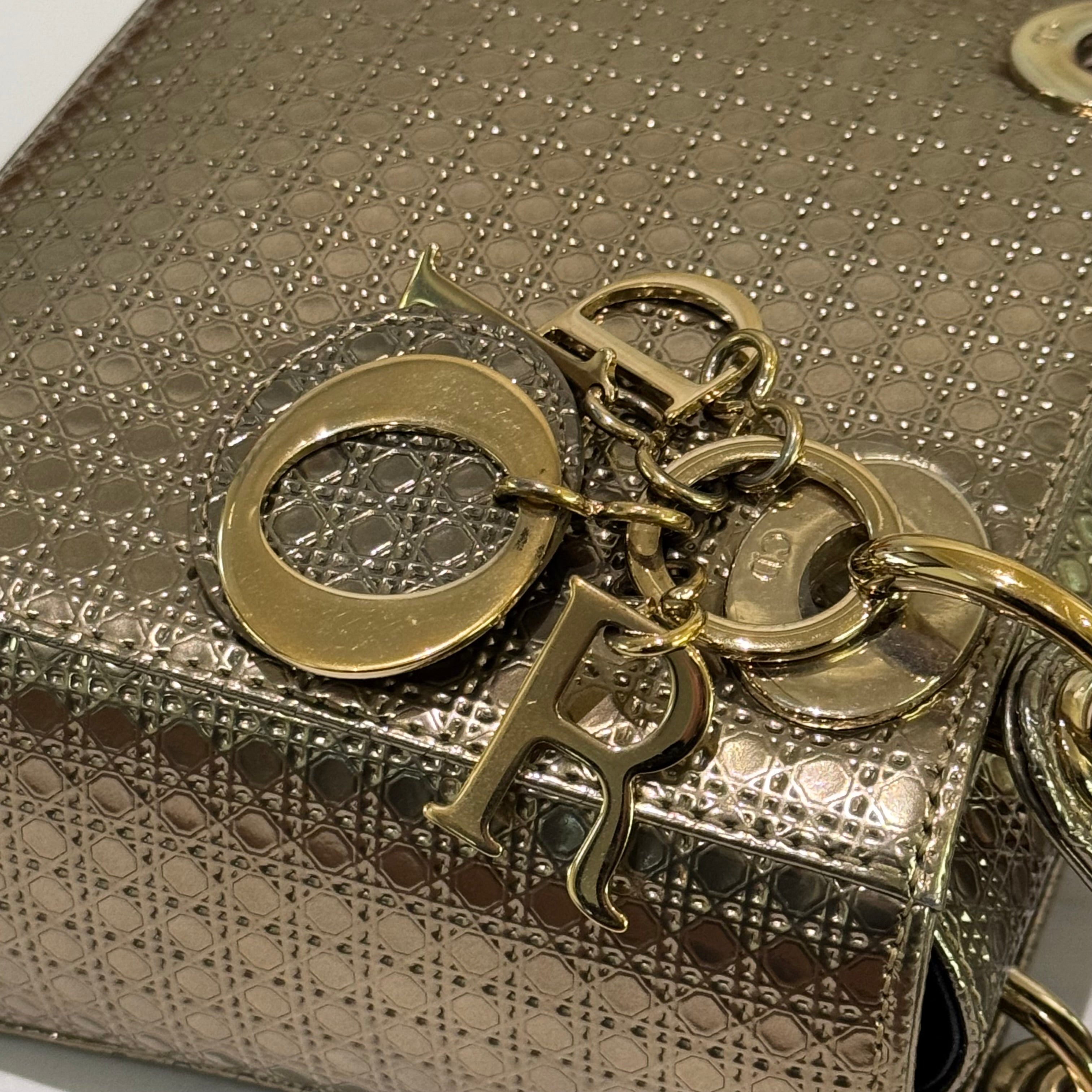 DIOR LADY DIOR SMALL METALLIC LIMITED EDITION HANDBAG (3-GUSSET)