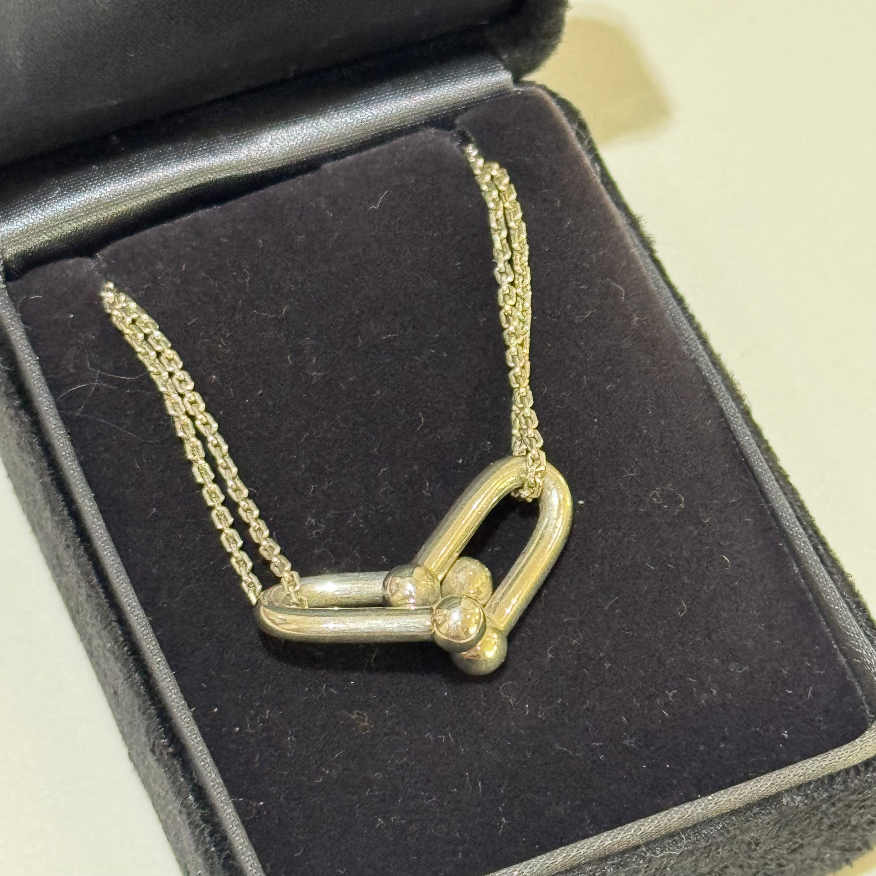 TIFFANY HARDWEAR STERLING SILVER DOUBLE CHAIN DOUBLE LINK NECKLACE