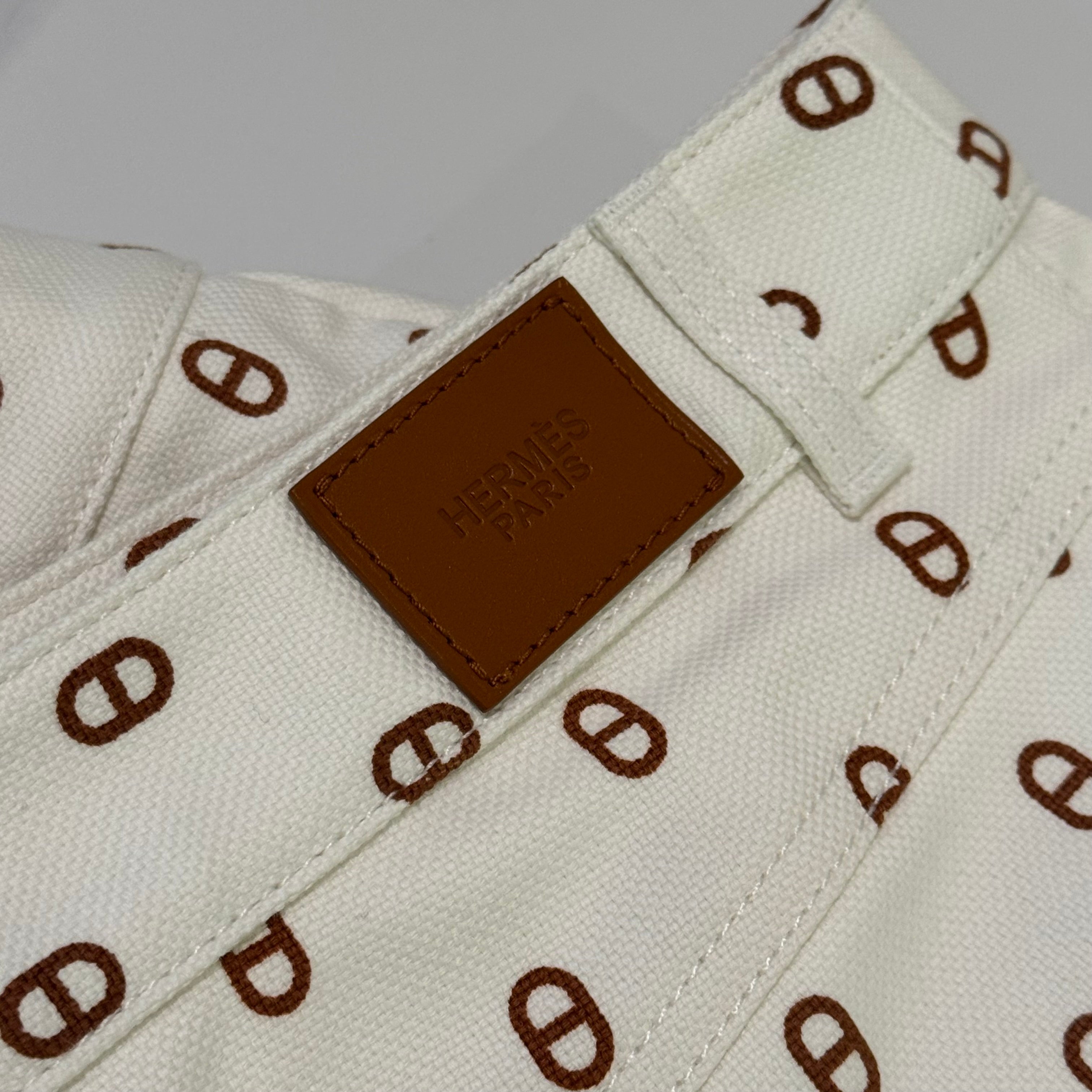 HERMÈS WHITE DENIM A-LINE SKIRT