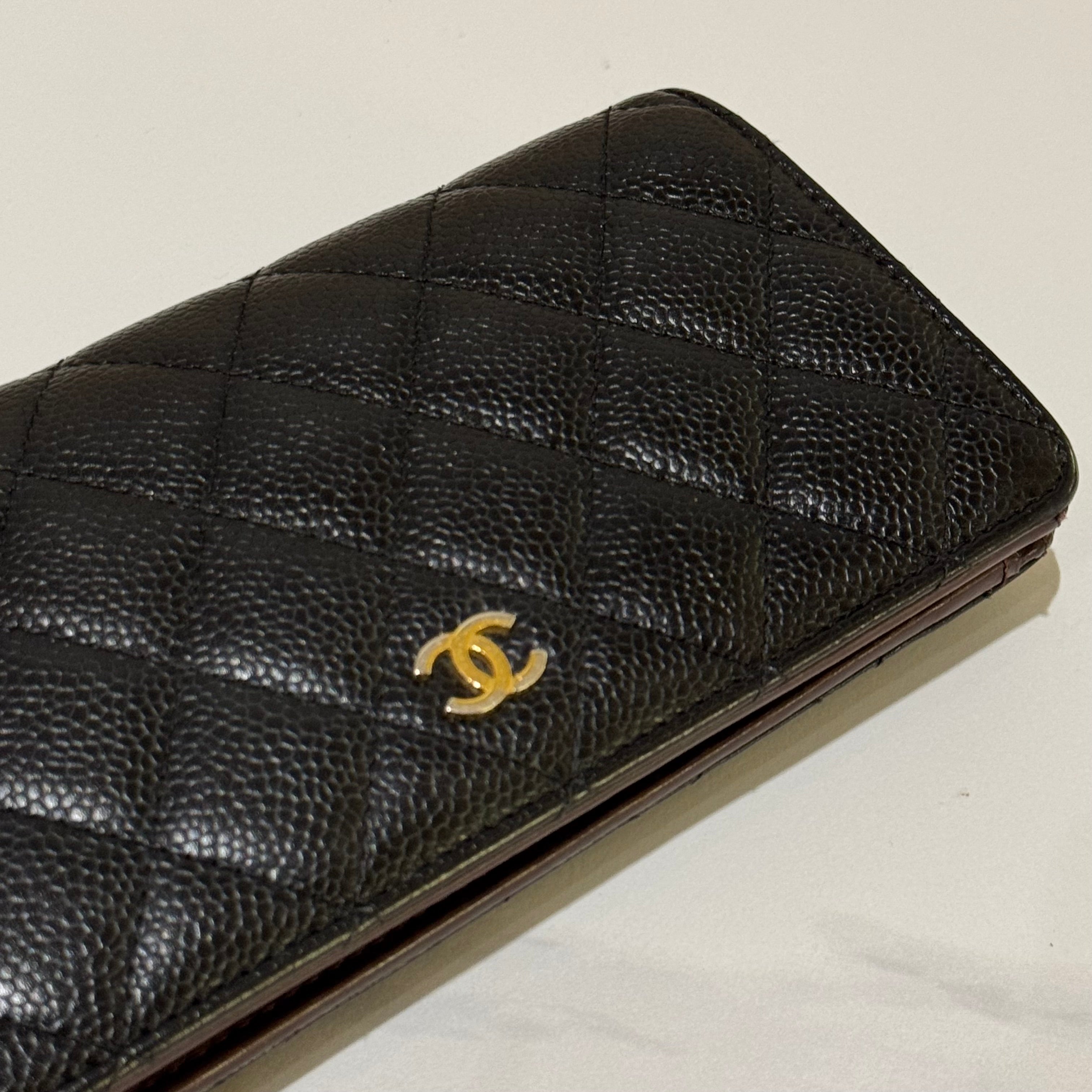 CHANEL LONG WALLET CAVIAR LEATHER FOLDING WALLET