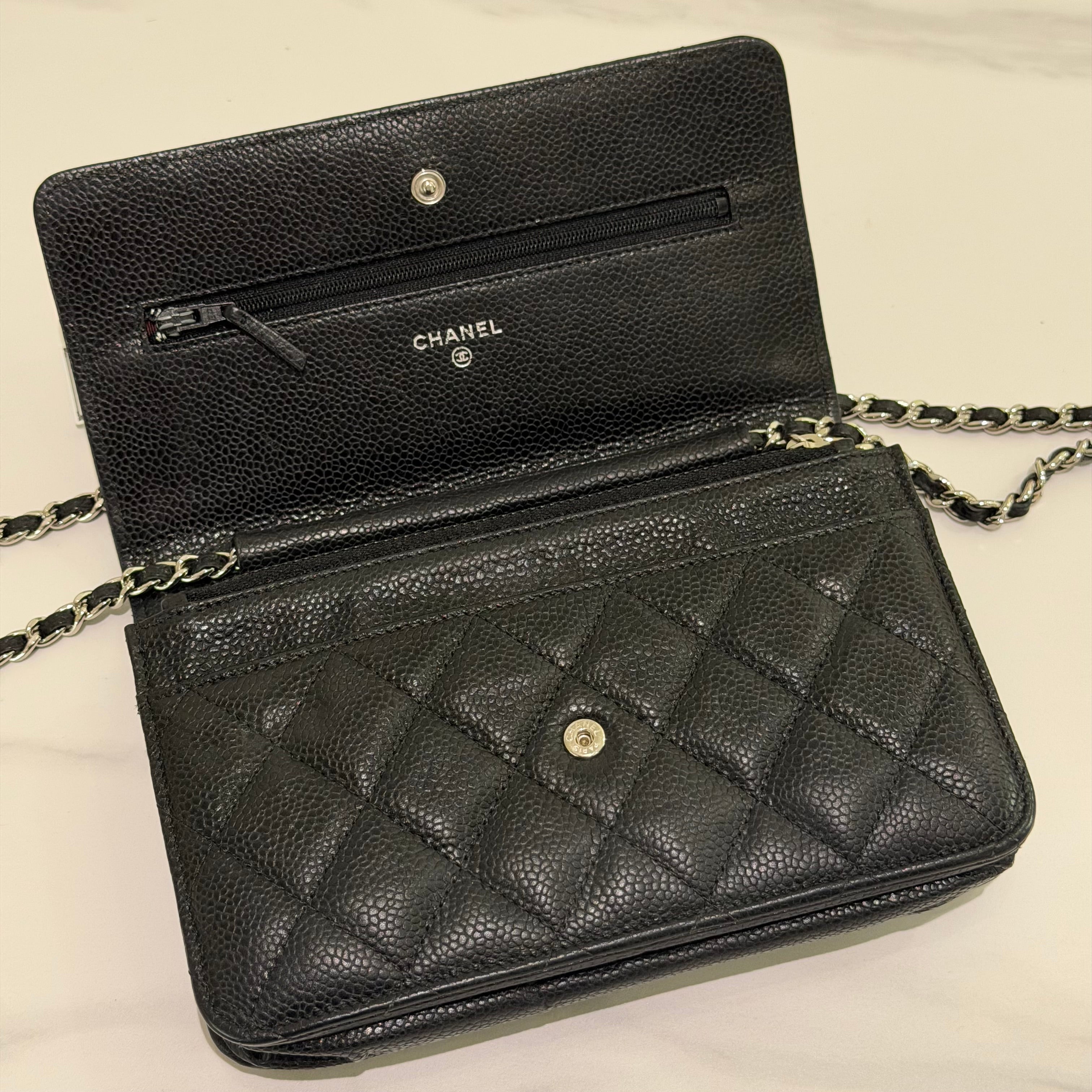 Chanel WOC Black Caviar Leather with Silver Hardware (Authenticity Card Version)