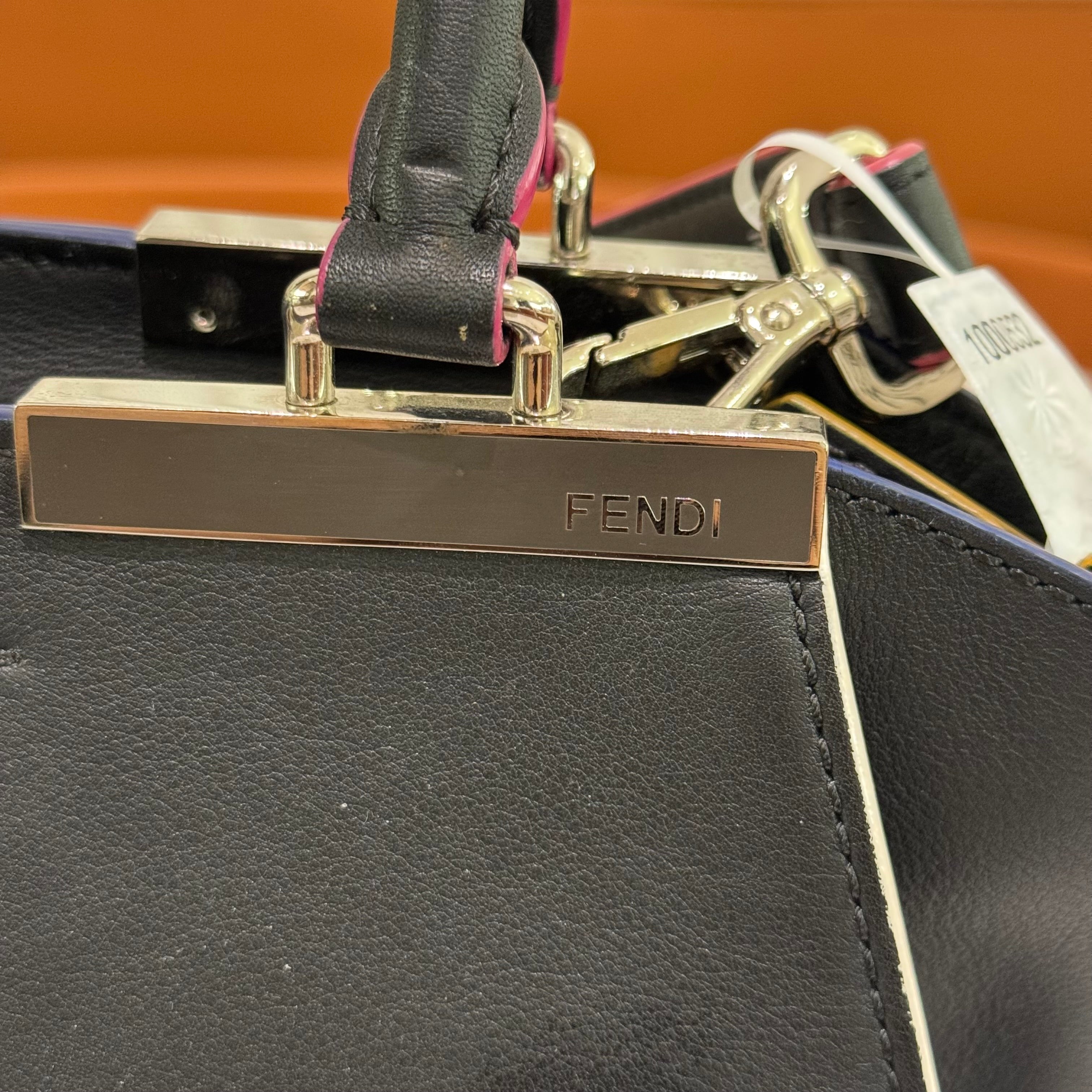 FENDI 3JOURS BLACK CALFSKIN BATWING BAG WITH SILVER HARDWARE