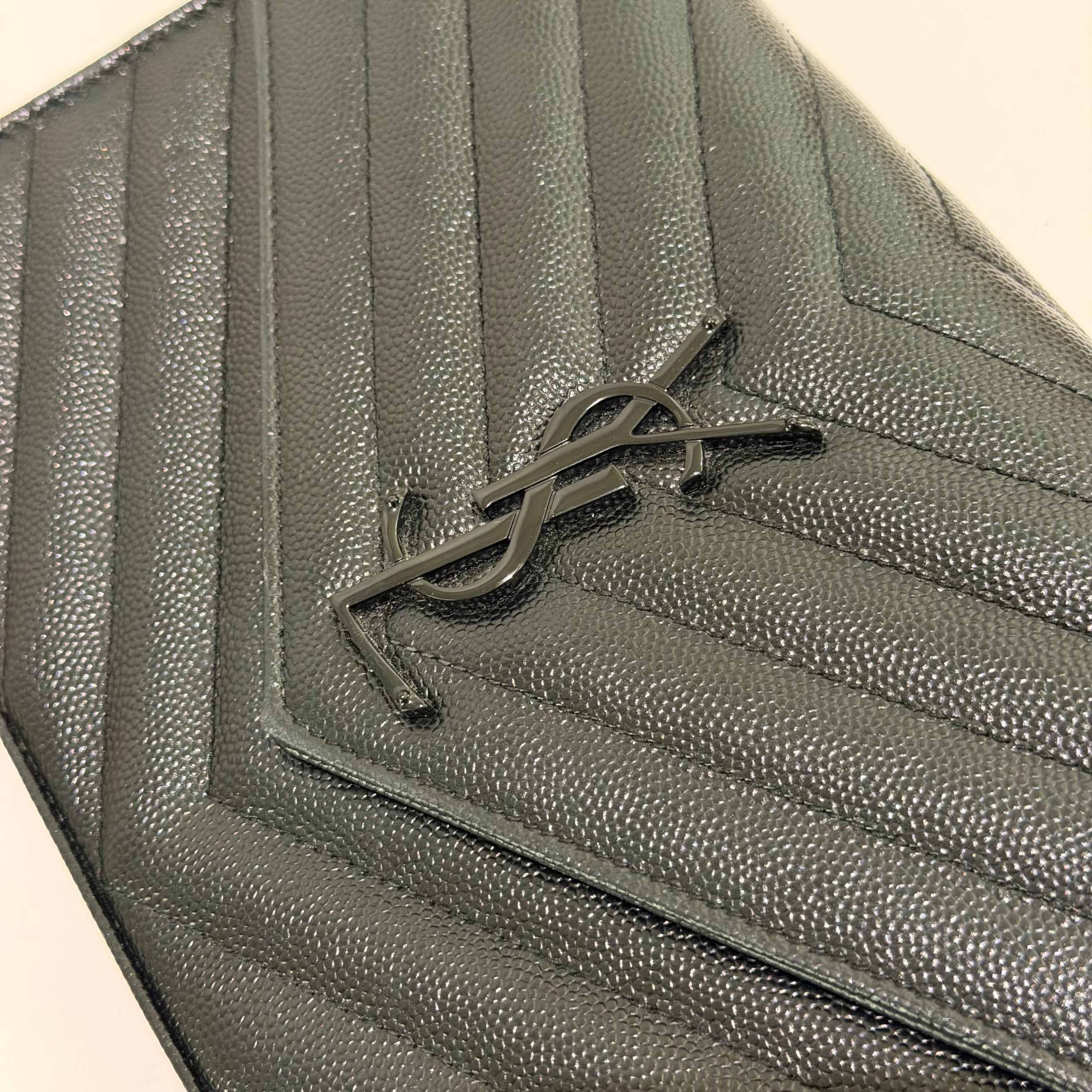 Saint Laurent Envelope So Black Caviar Leather Shoulder Bag