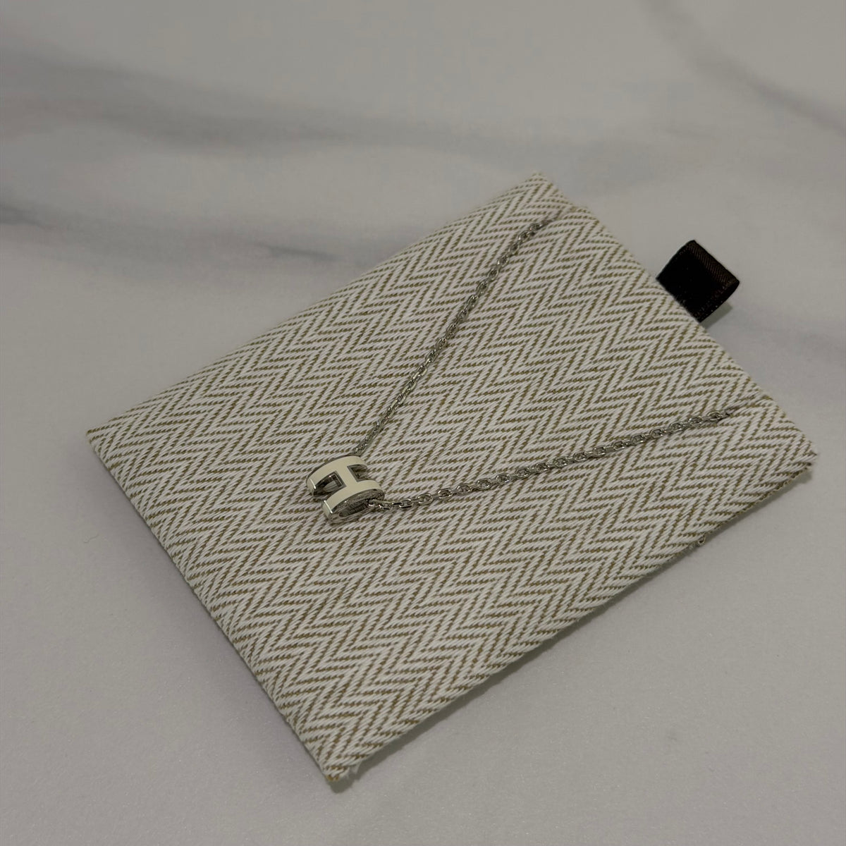 Hermès Mini Pop H Necklace White with Silver-Tone Chain