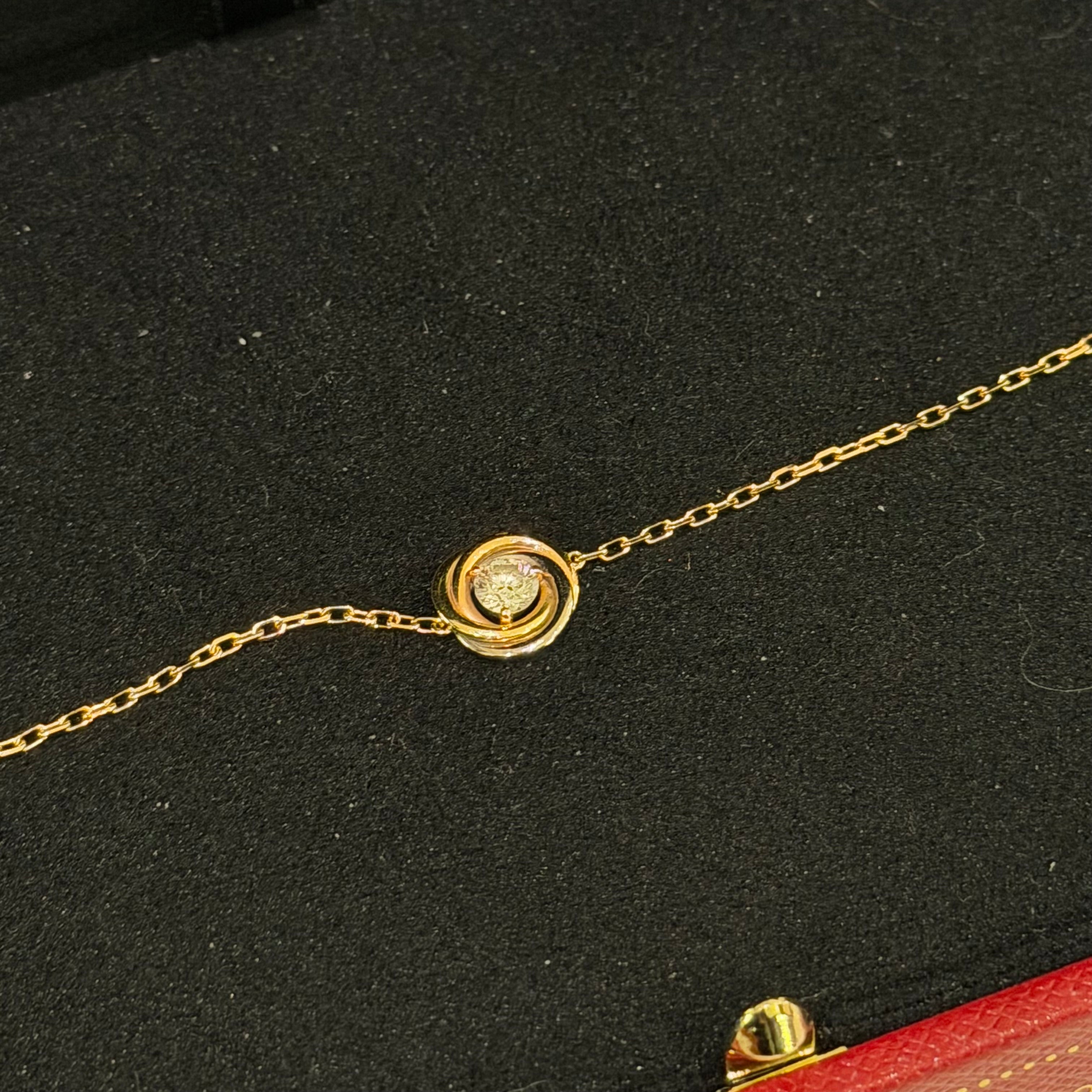 CARTIER TRINITY BRACELET 18K YELLOW GOLD, WHITE GOLD & ROSE GOLD WITH DIAMONDS