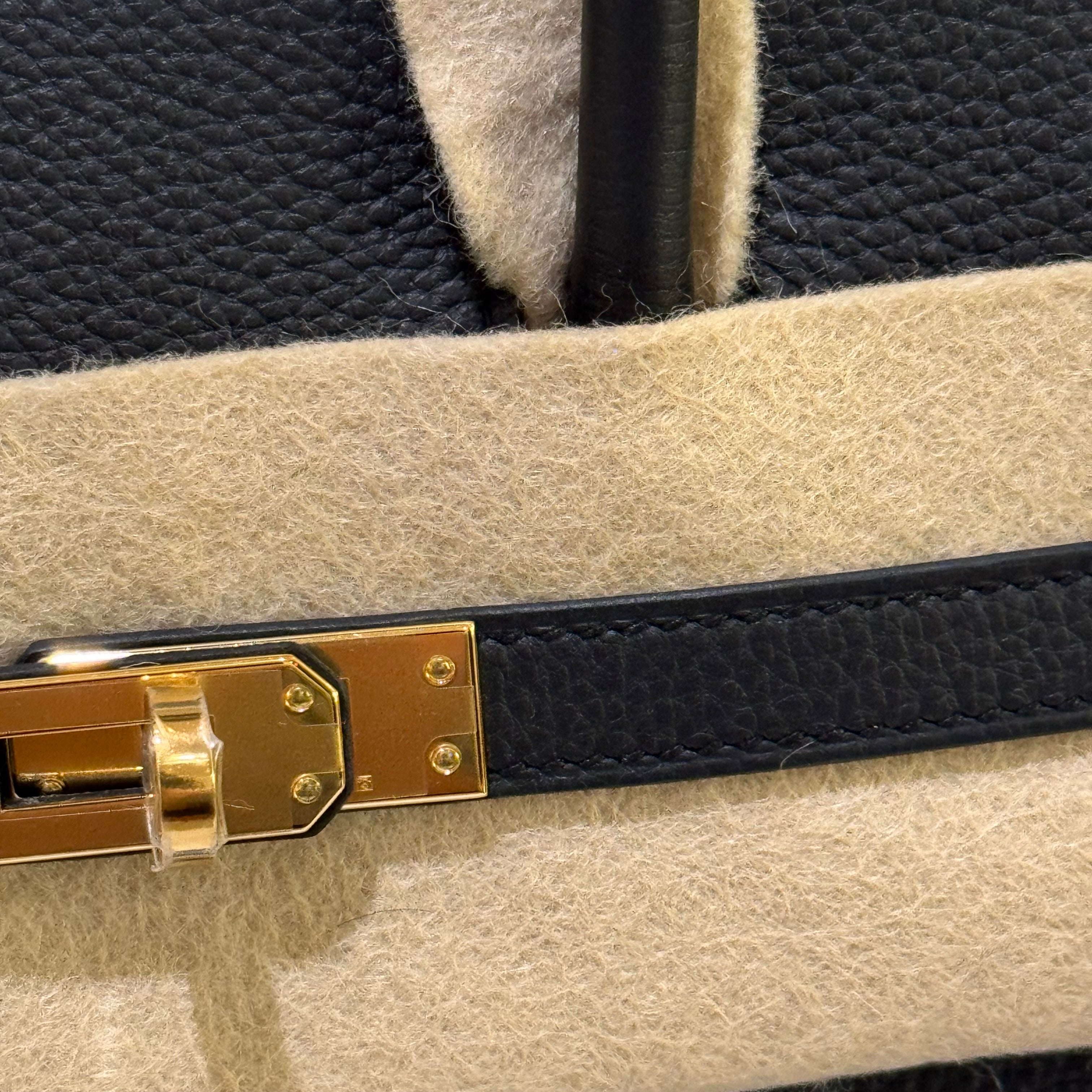 HERMES BIRKIN 25 TOGO BLACK WITH GOLD HARDWARE STAMP W (2025 INVOICE)