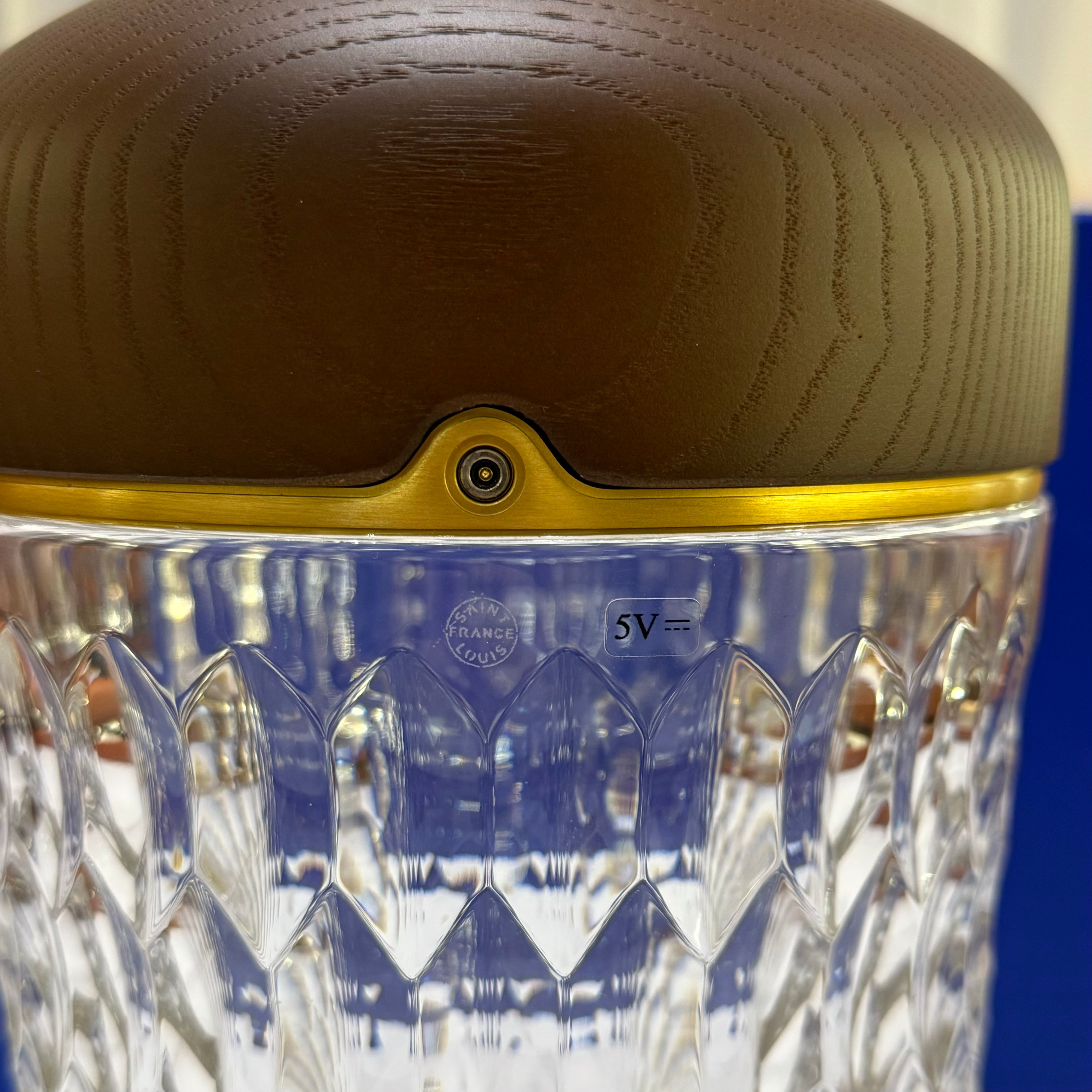 HERMES X SAINT LOUIS FOLIA PORTABLE CRYSTAL LAMP DARK ASH WITH GOLD HARDWARE | COLLINS RAIN