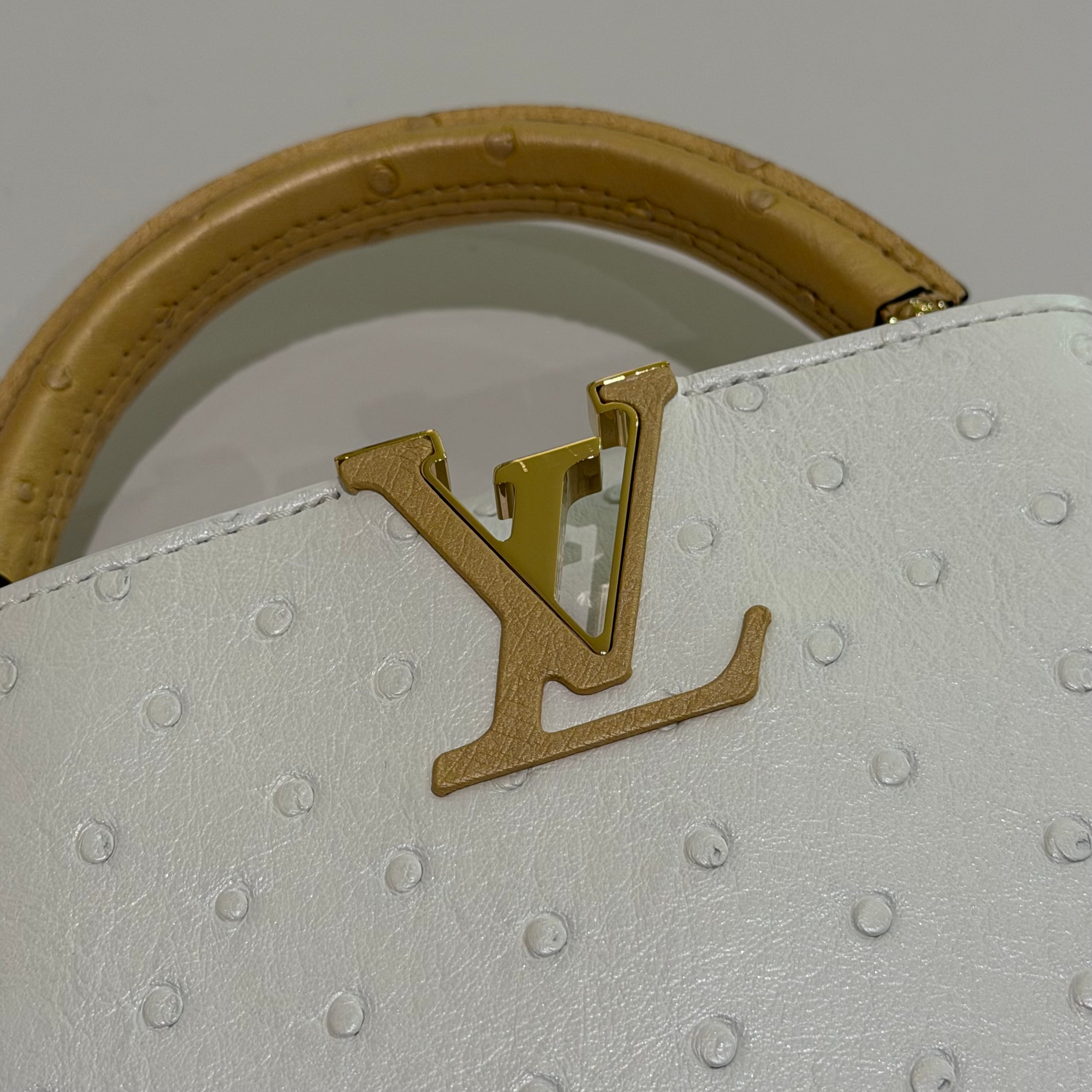 Louis Vuitton Capucines Mini Pearl White Ostrich Leather