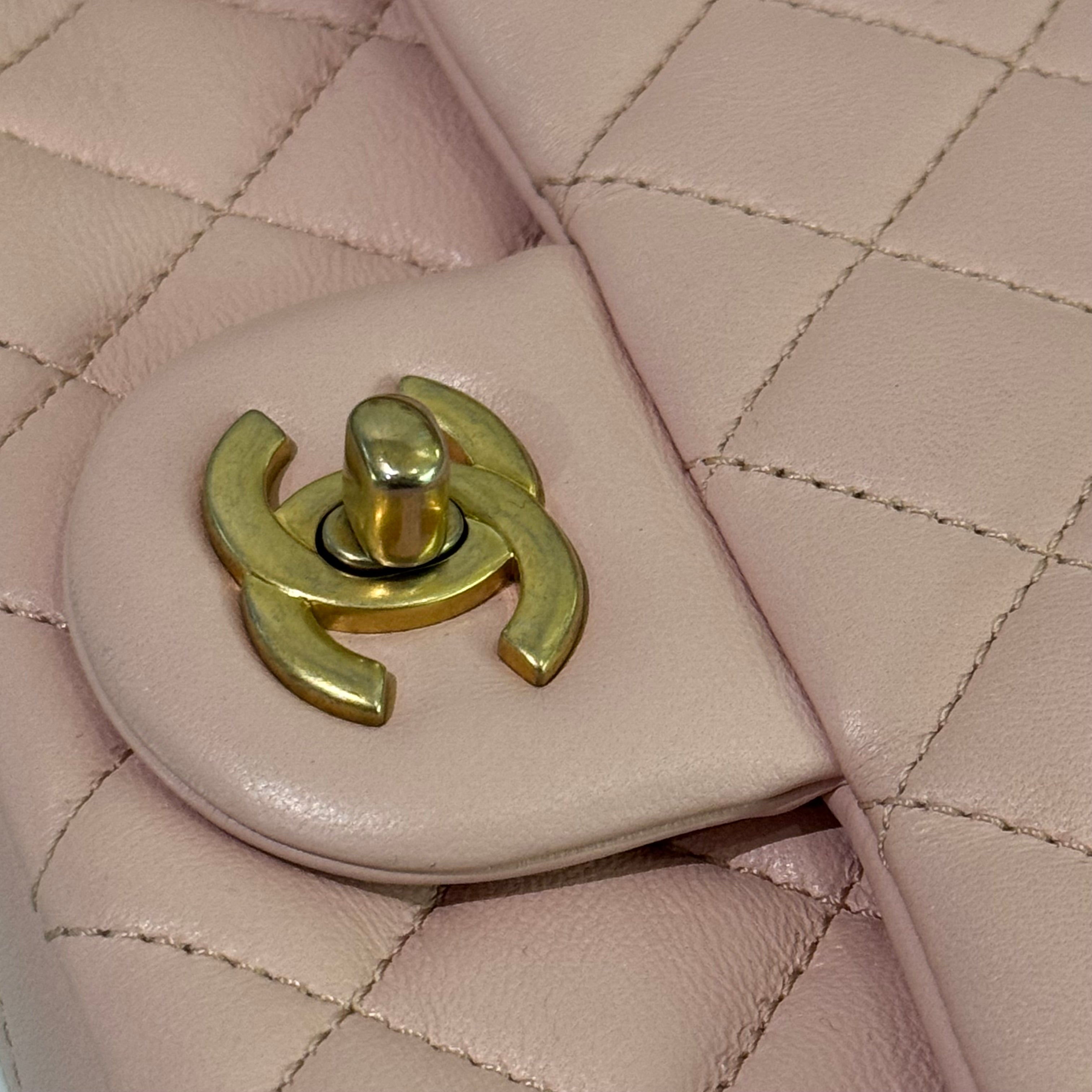 CHANEL CF MINI LAMBSKIN CAMELLIA GOLD BALL RECTANGULAR FLAP (MICROCHIP)