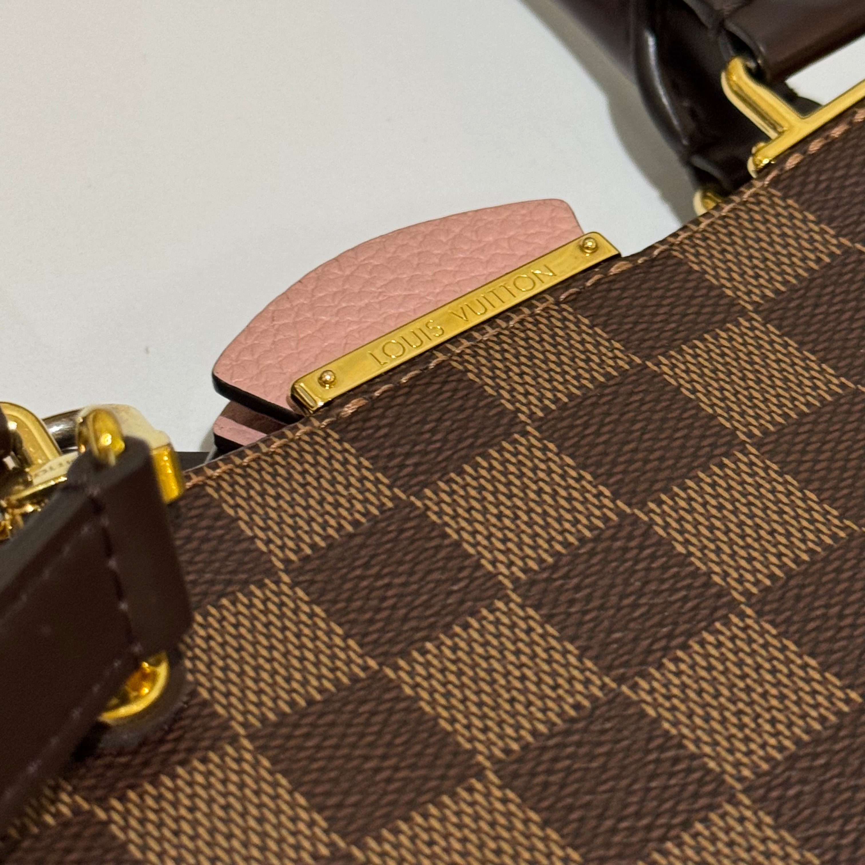 LOUIS VUITTON BRITTANY MUGUET PINK LEATHER WITH DAMIER EBENE COMBINATION