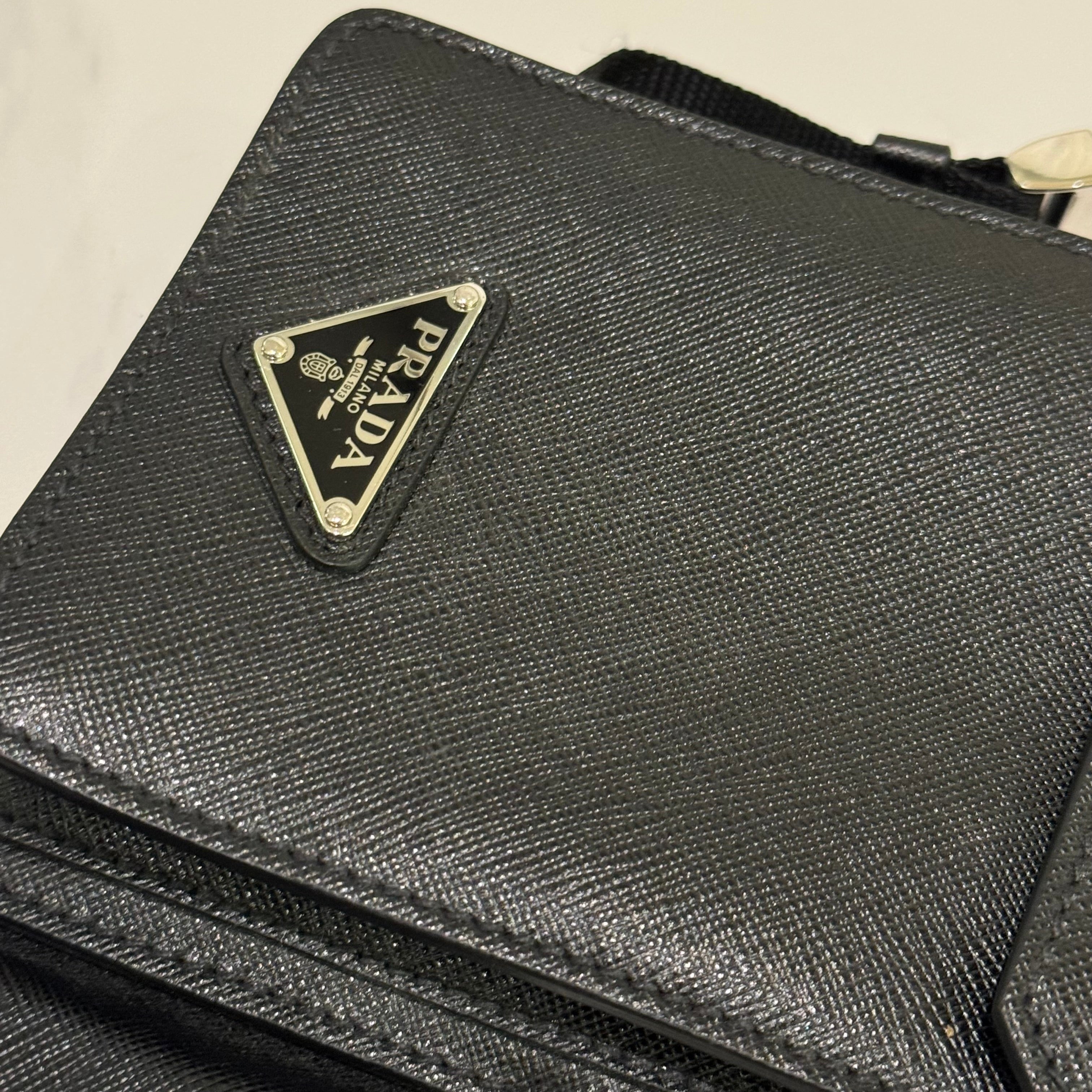 PRADA SAFFIANO POSTER EDITION TRIANGLE LOGO SHOULDER/CHEST BAG