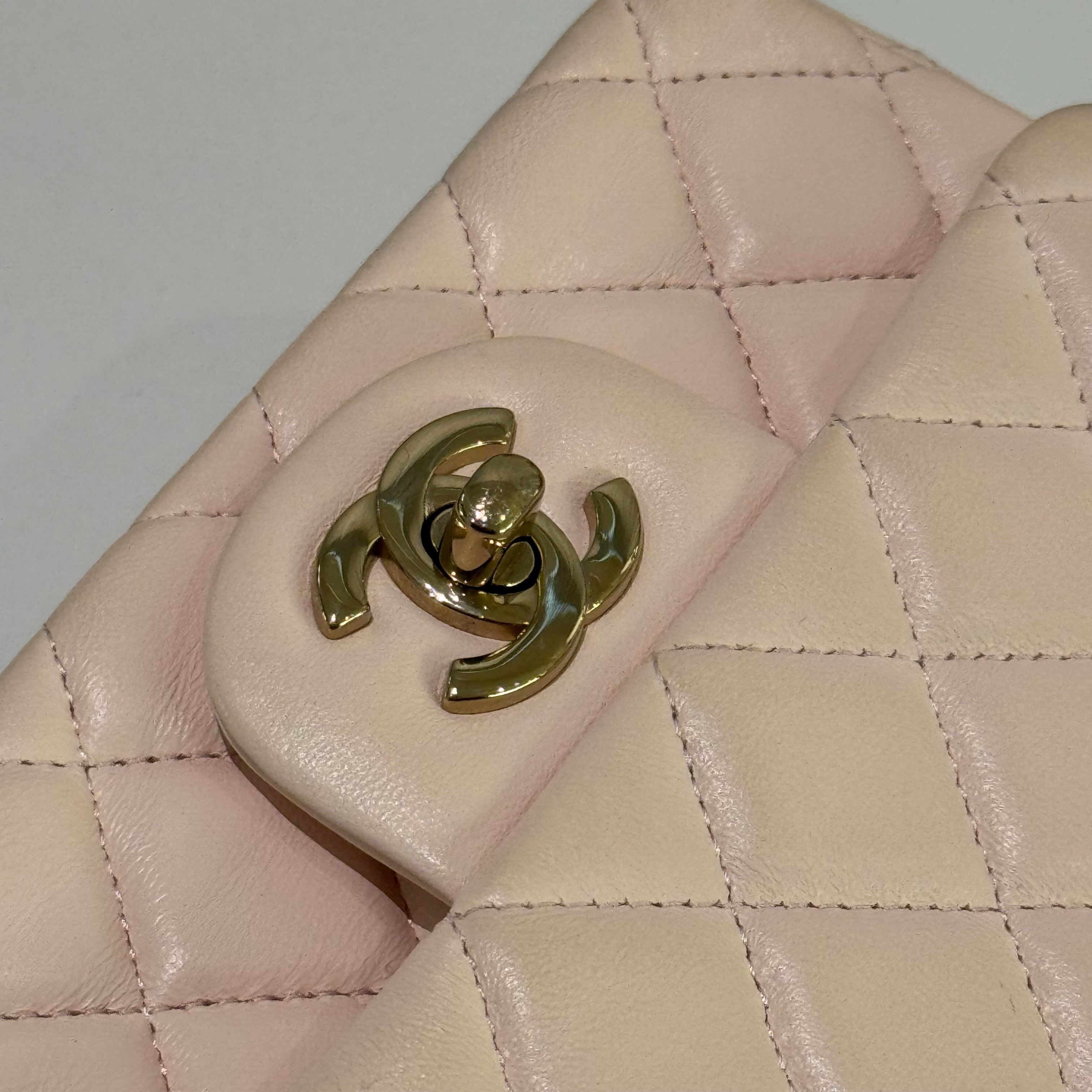 CHANEL CF MINI PINK LAMBSKIN RECTANGLE FLAP BAG WITH MICROCHIP