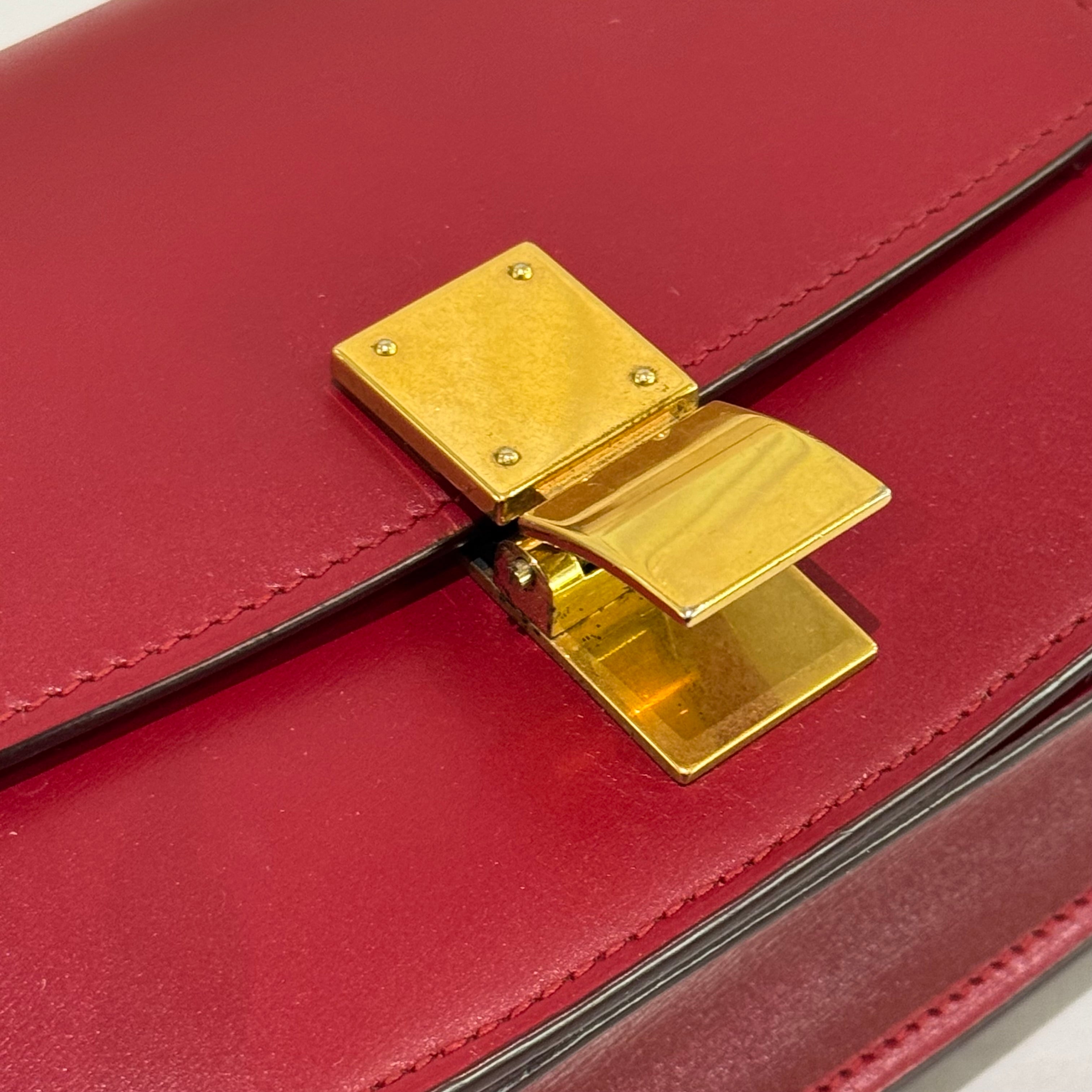 CELINE TEEN SMALL BAG IN BOX CALFSKIN RED (TOFU BAG)