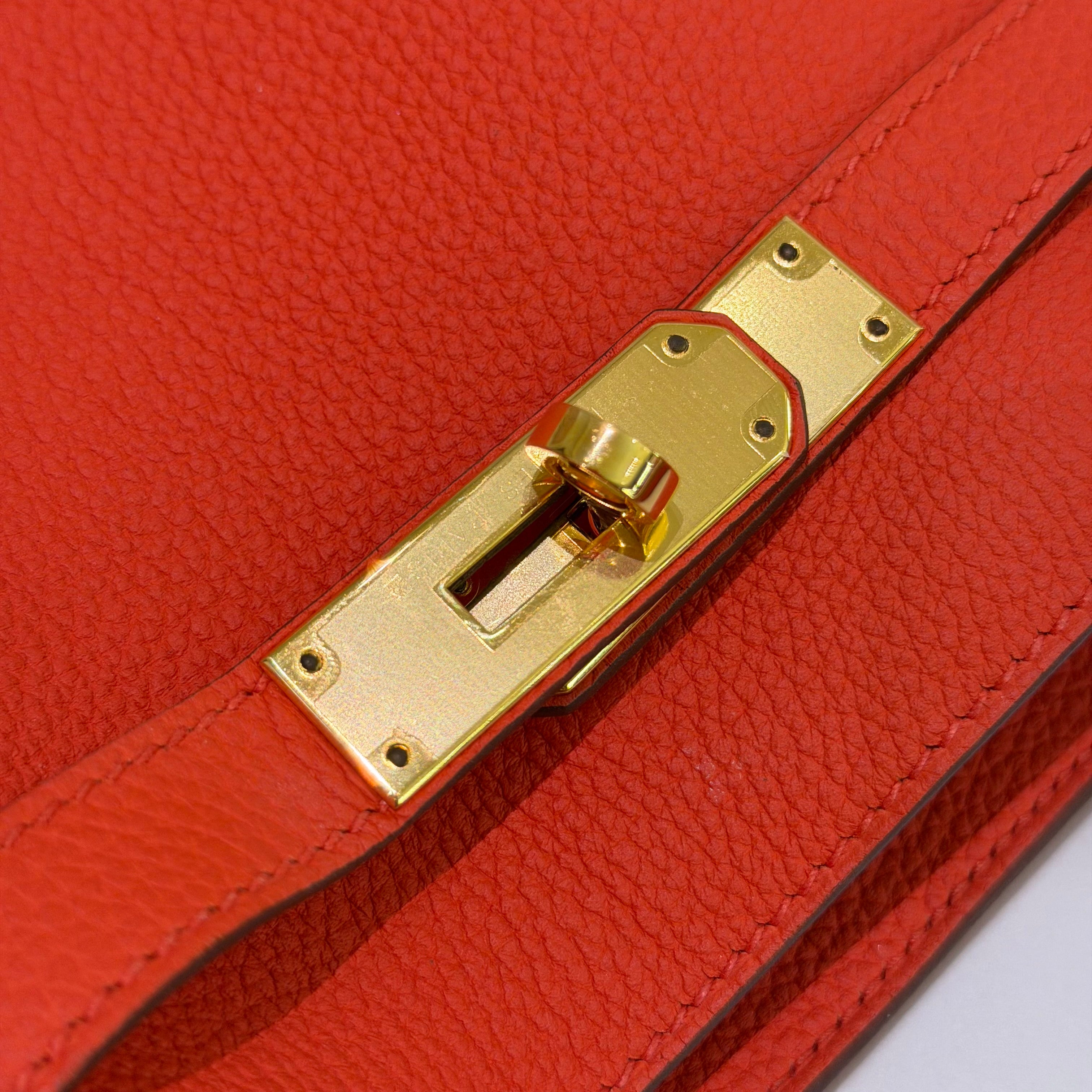 Hermes So Kelly 26 Orange-Red Bucket Shopping Bag (Stamp T)