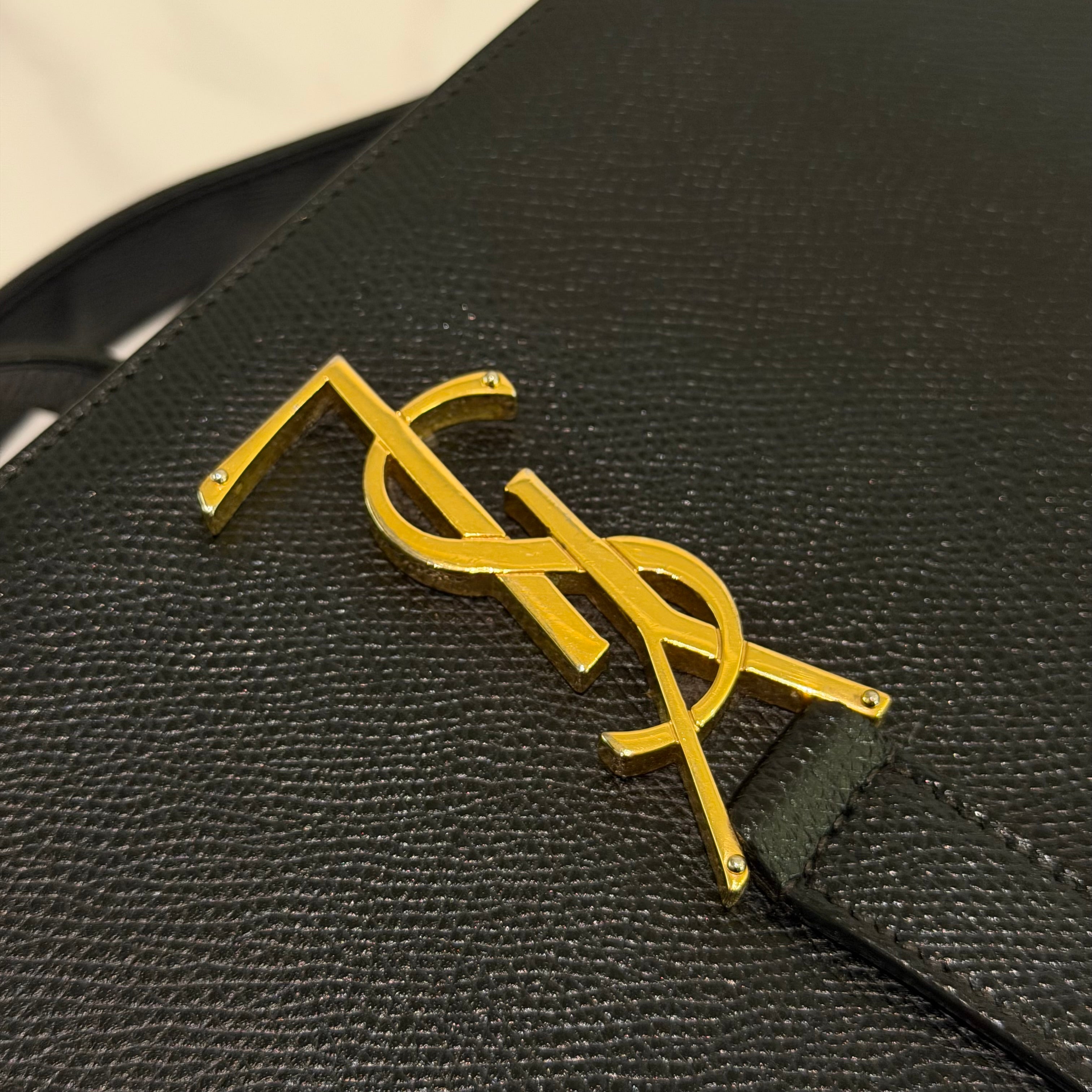 Saint Laurent Classic Black Grained Leather College Messenger Bag