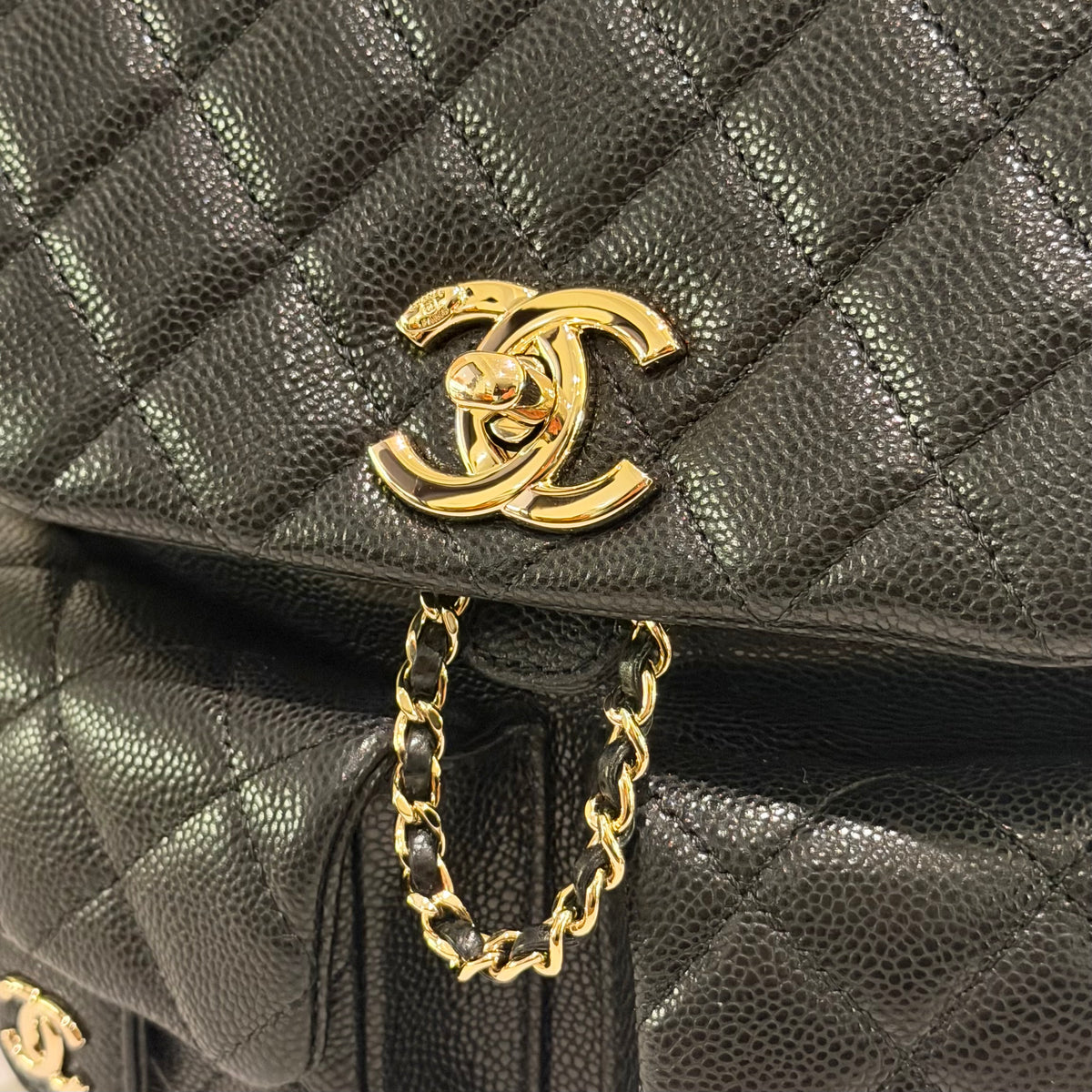 Chanel Duma Medium Backpack Black Caviar Leather with Silver Hardware (Chip Model)