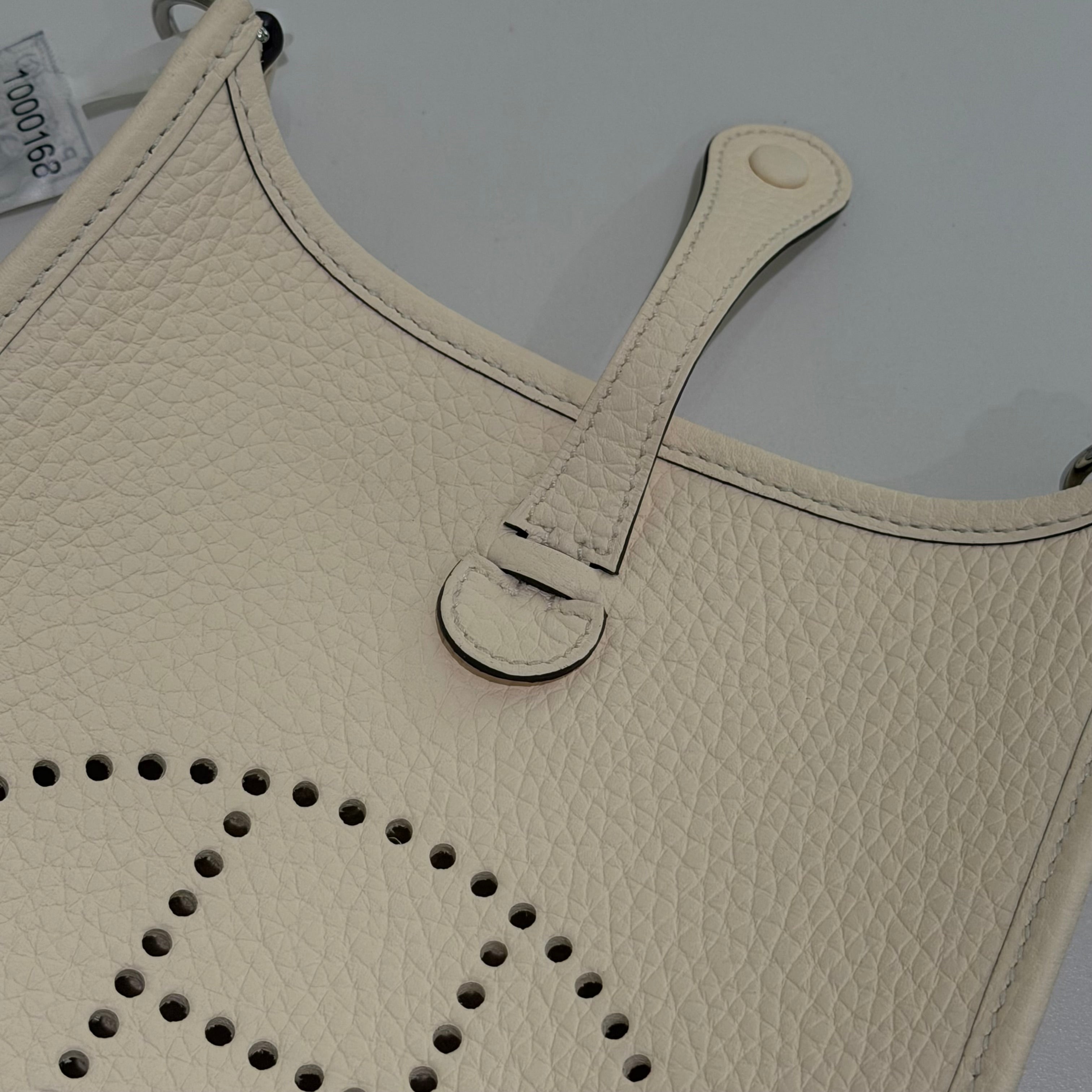 Hermes Mini Evelyne Craie with Silver Hardware (Stamp K)