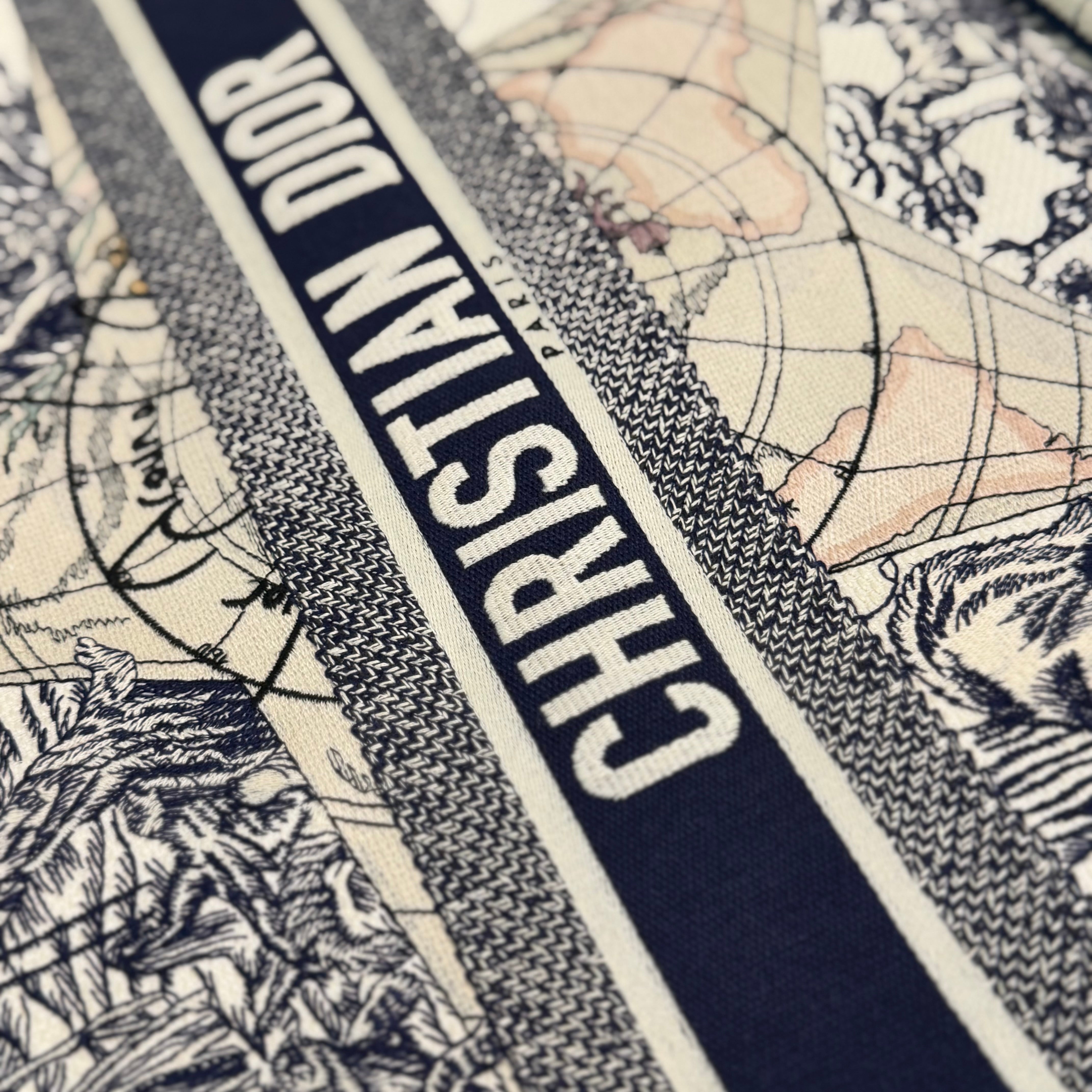 DIOR Blue & White Nautical Embroidery Star Tote Bag