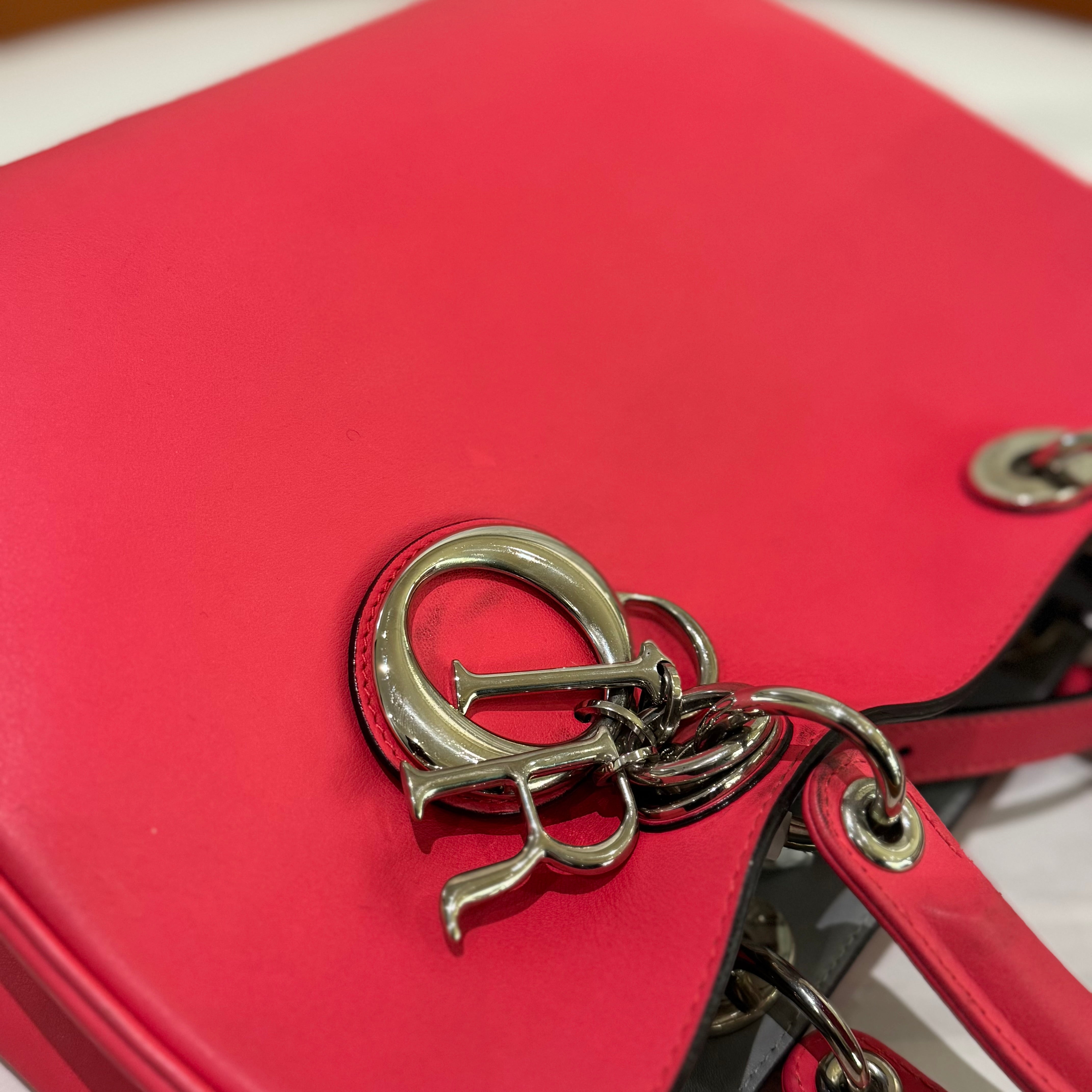 DIOR VIP DIORISSIMO LARGE FULL LEATHER FUCHSIA WITH SILVER HARDWARE