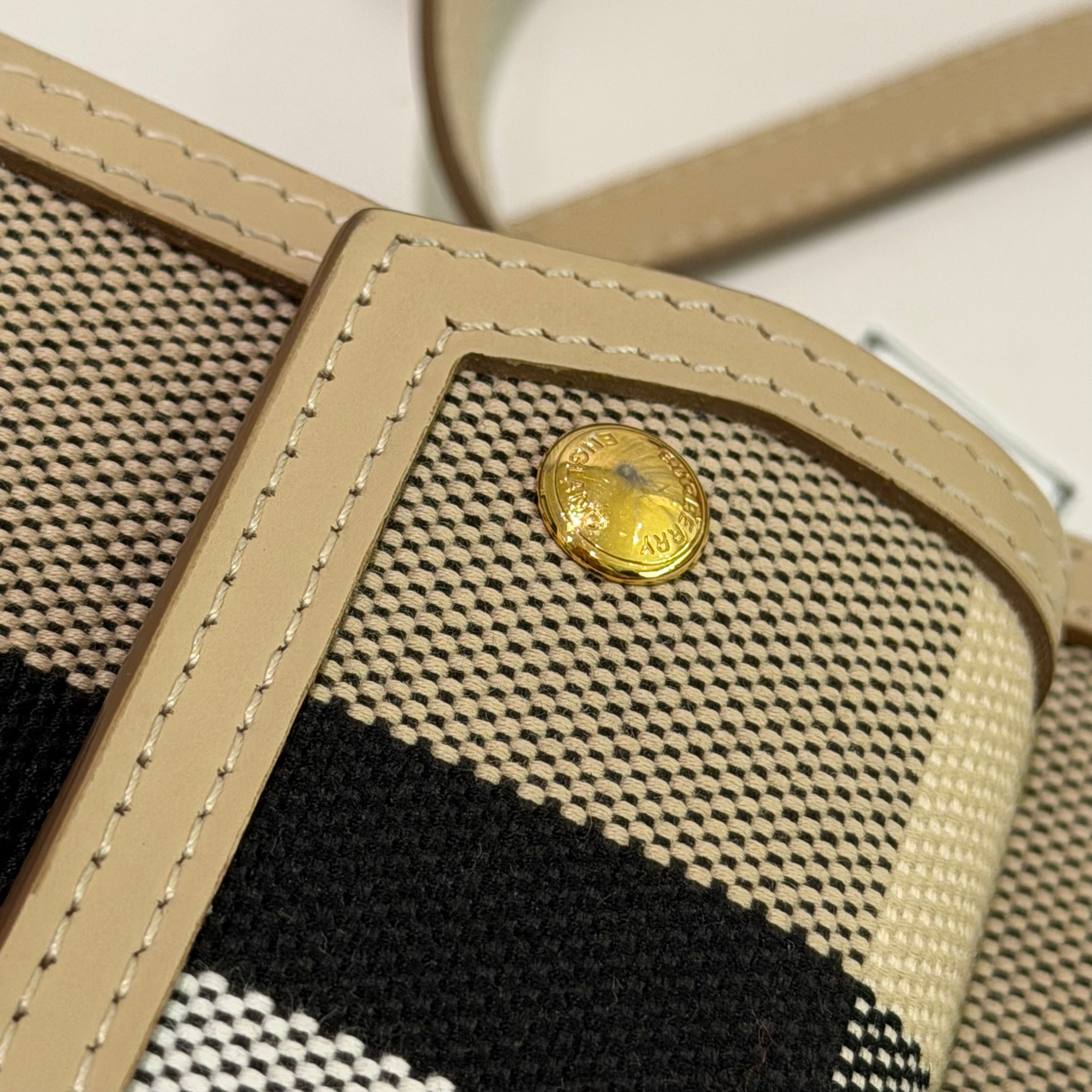 Burberry Check Canvas & Leather Messenger Crossbody Bag