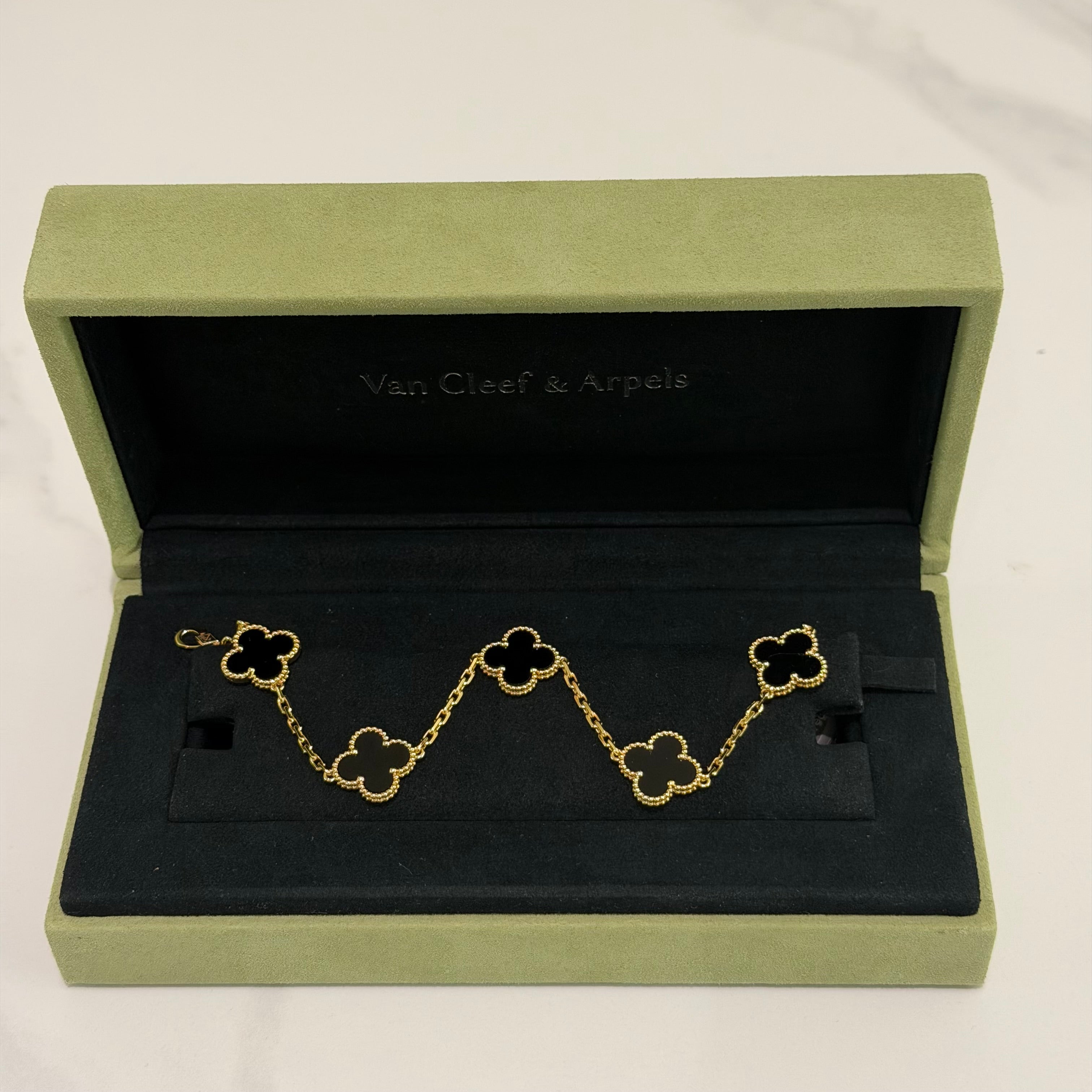 Van Cleef & Arpels Alhambra Five Motif Onyx Bracelet
