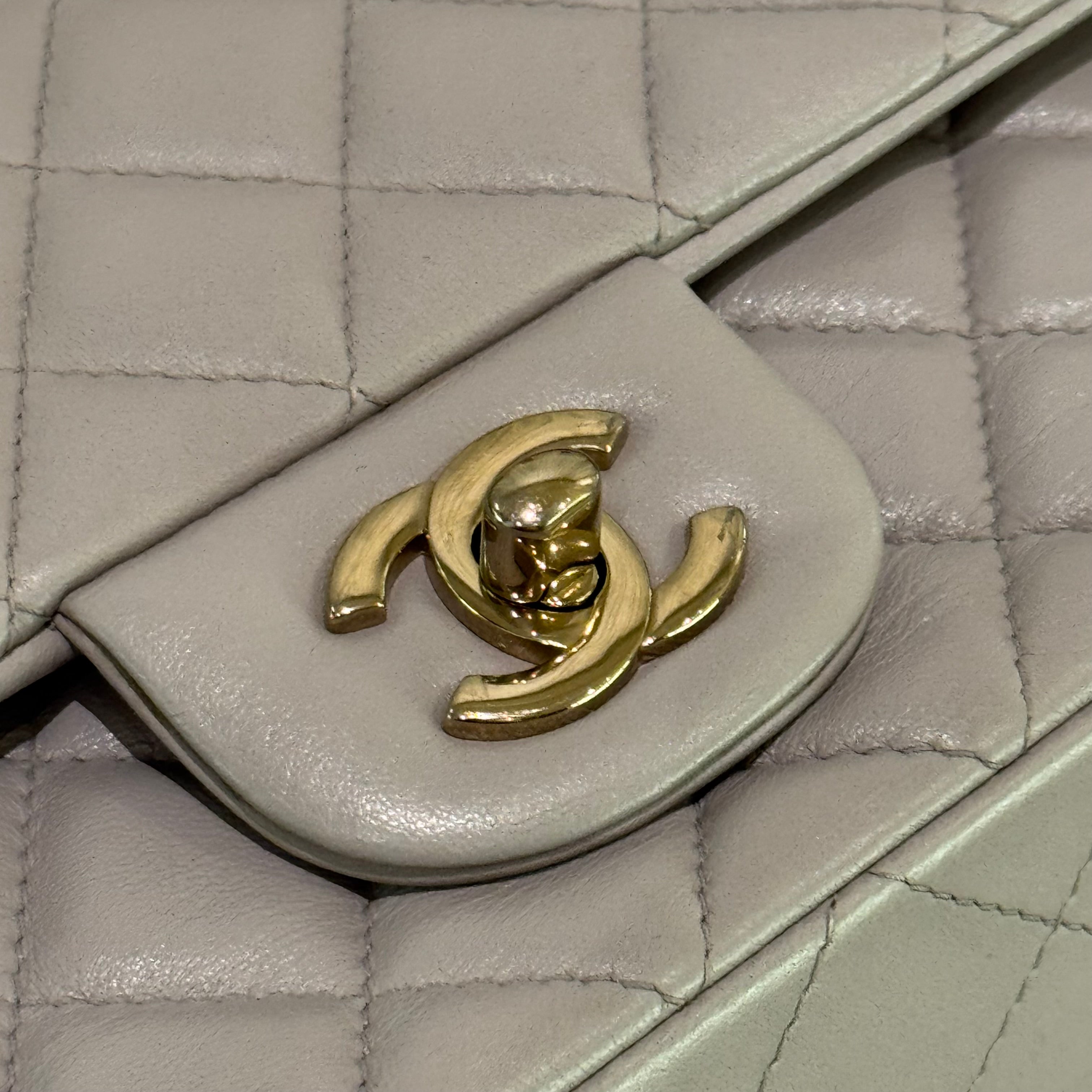 CHANEL CF MINI GREY LAMBSKIN WITH SILVER HARDWARE (MICROCHIP)