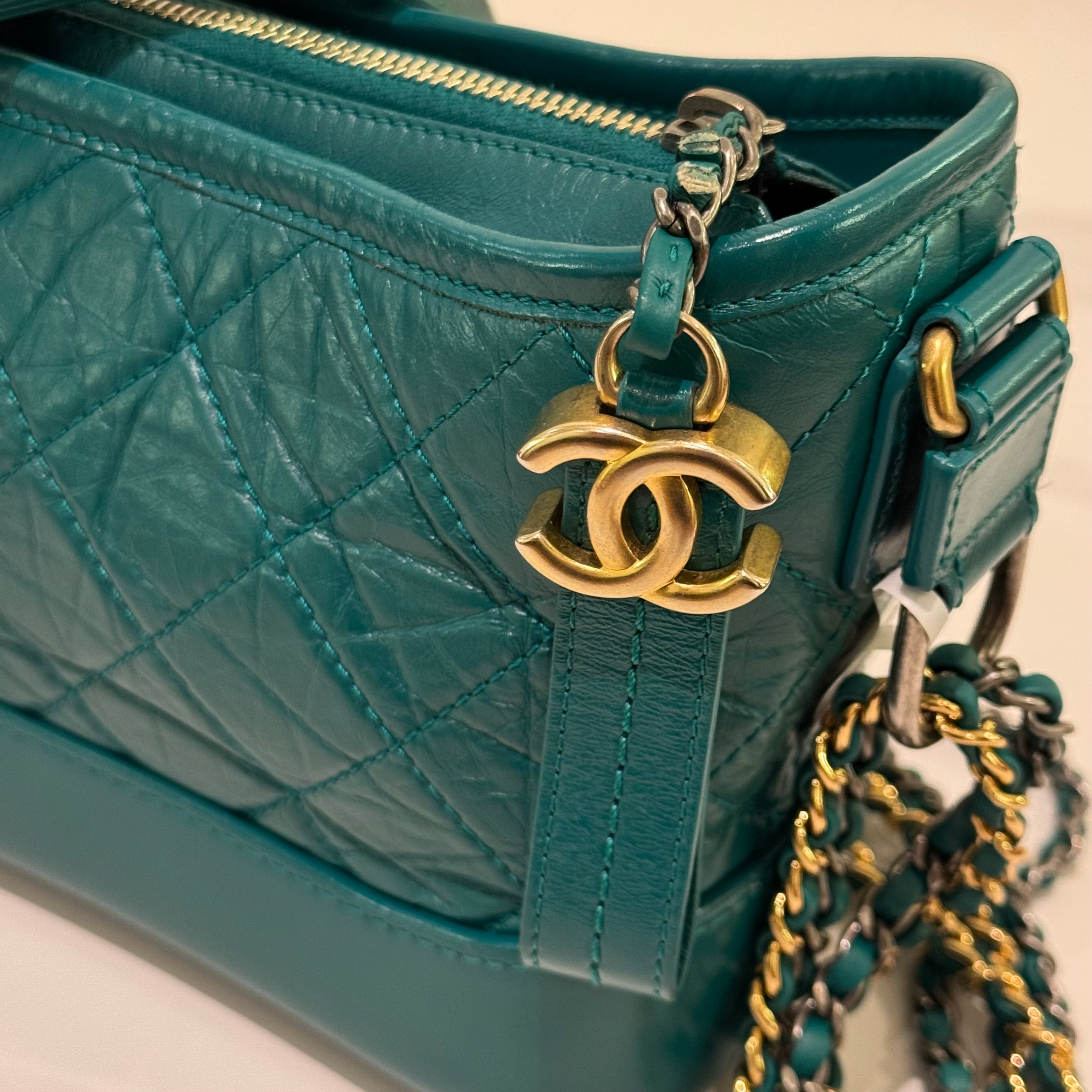 CHANEL SMALL DARK GREEN GABRIELLE HOBO BAG