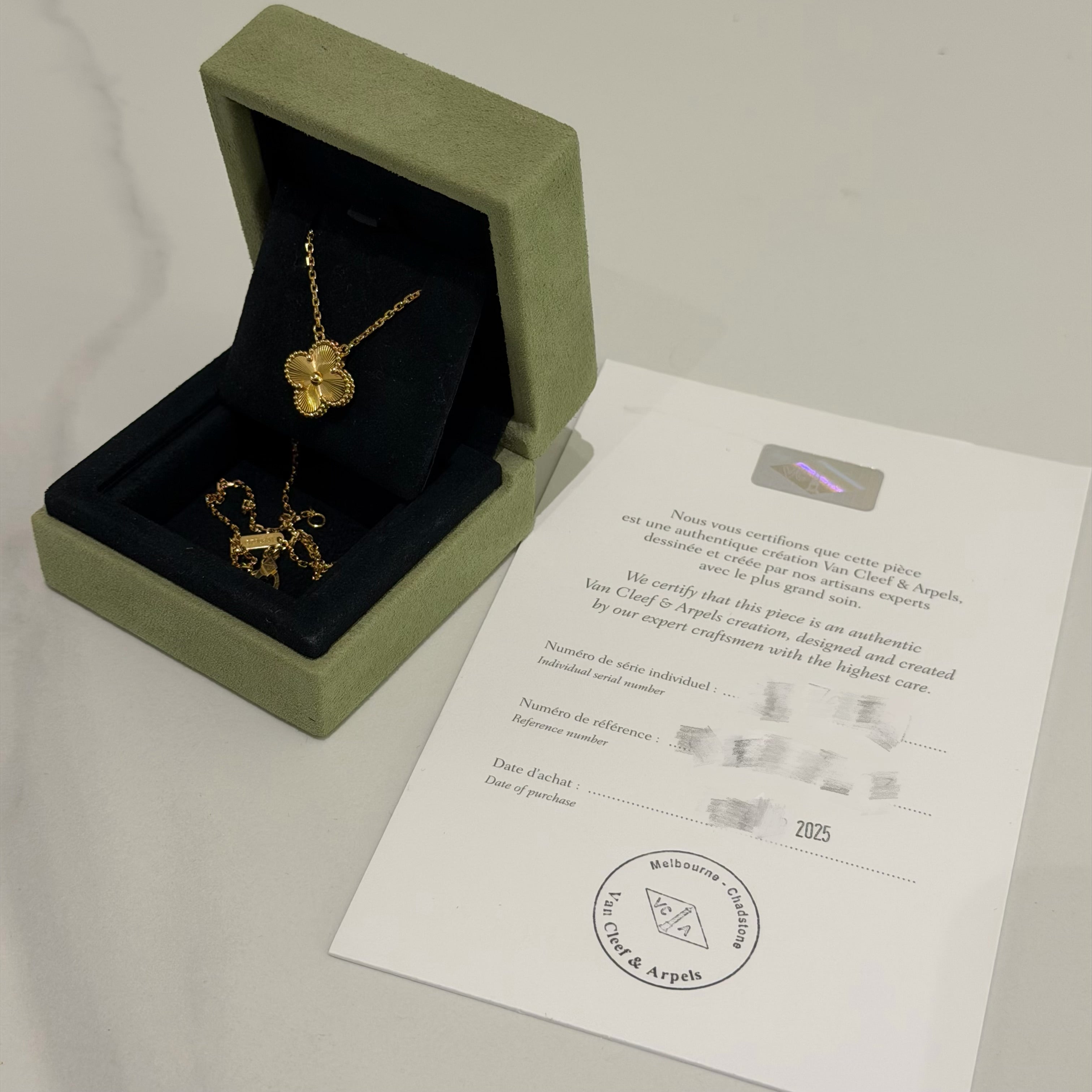 Van Cleef & Arpels 18K Yellow Gold Guilloché Necklace (Medium Model)