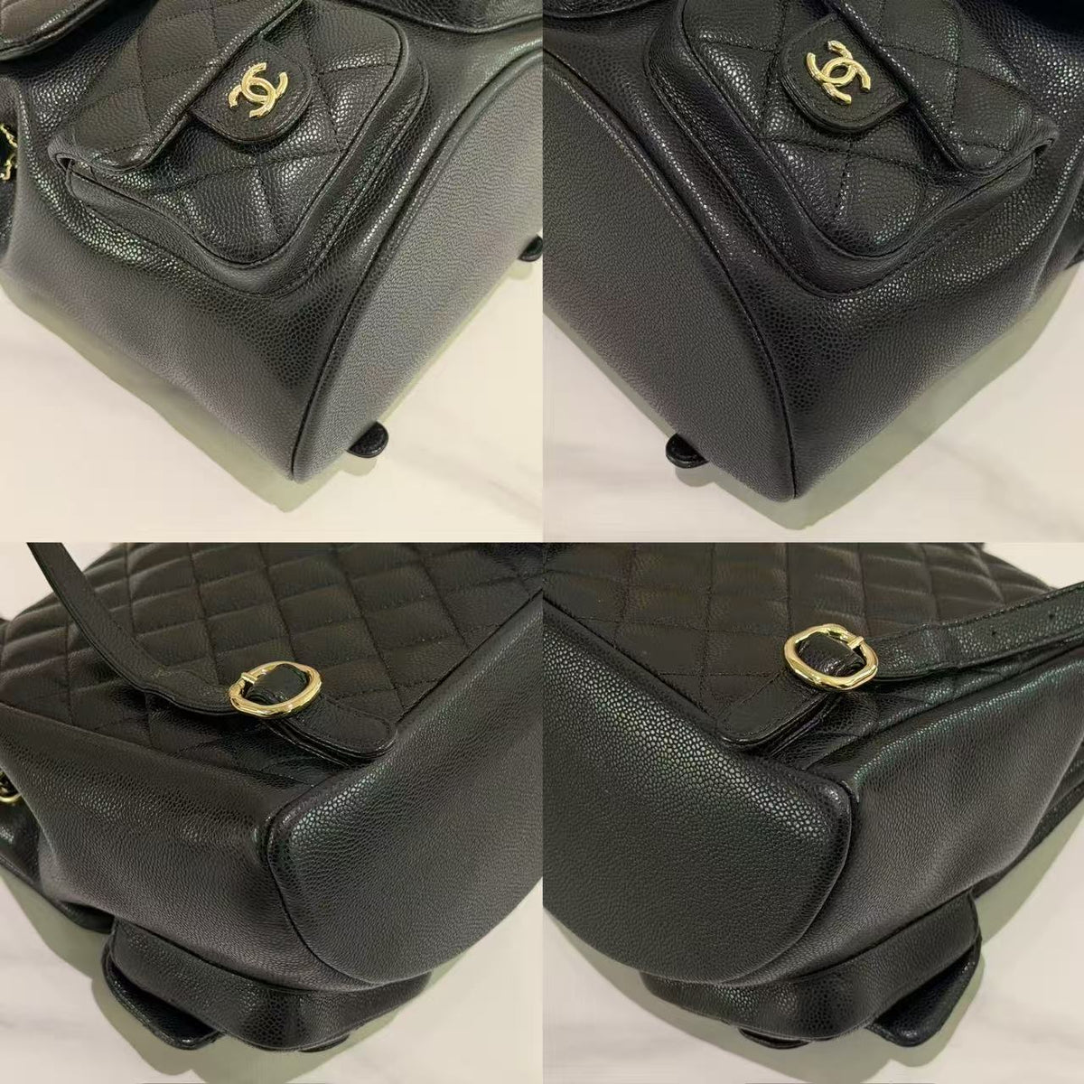 Chanel Duma Medium Backpack Black Caviar Leather with Silver Hardware (Chip Model)