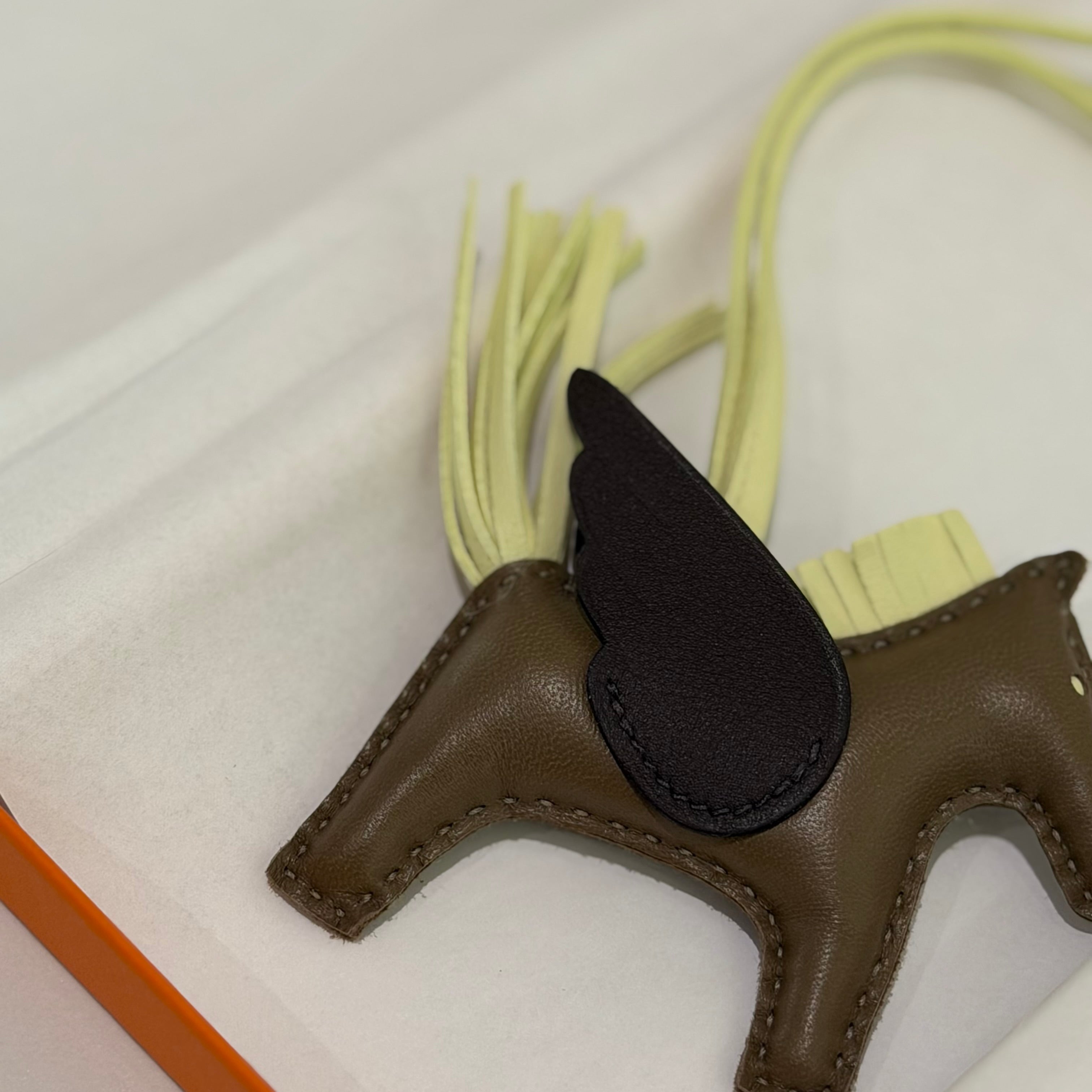 HERMES Rodeo Bag Charm Brown & Yellow