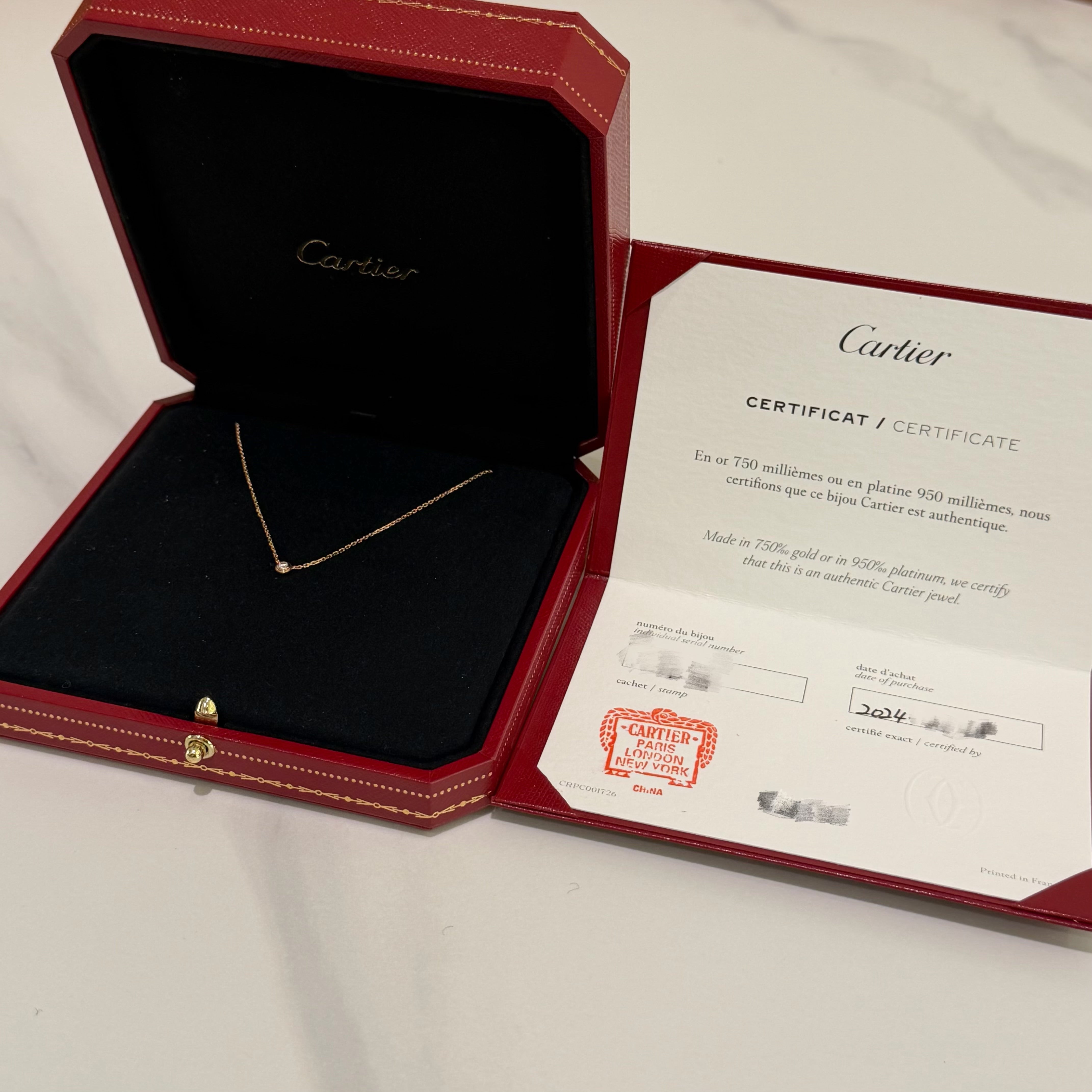 Cartier D’Amour Flying Saucer Single Diamond Necklace 18K Rose Gold 0.04ct | CARTIER