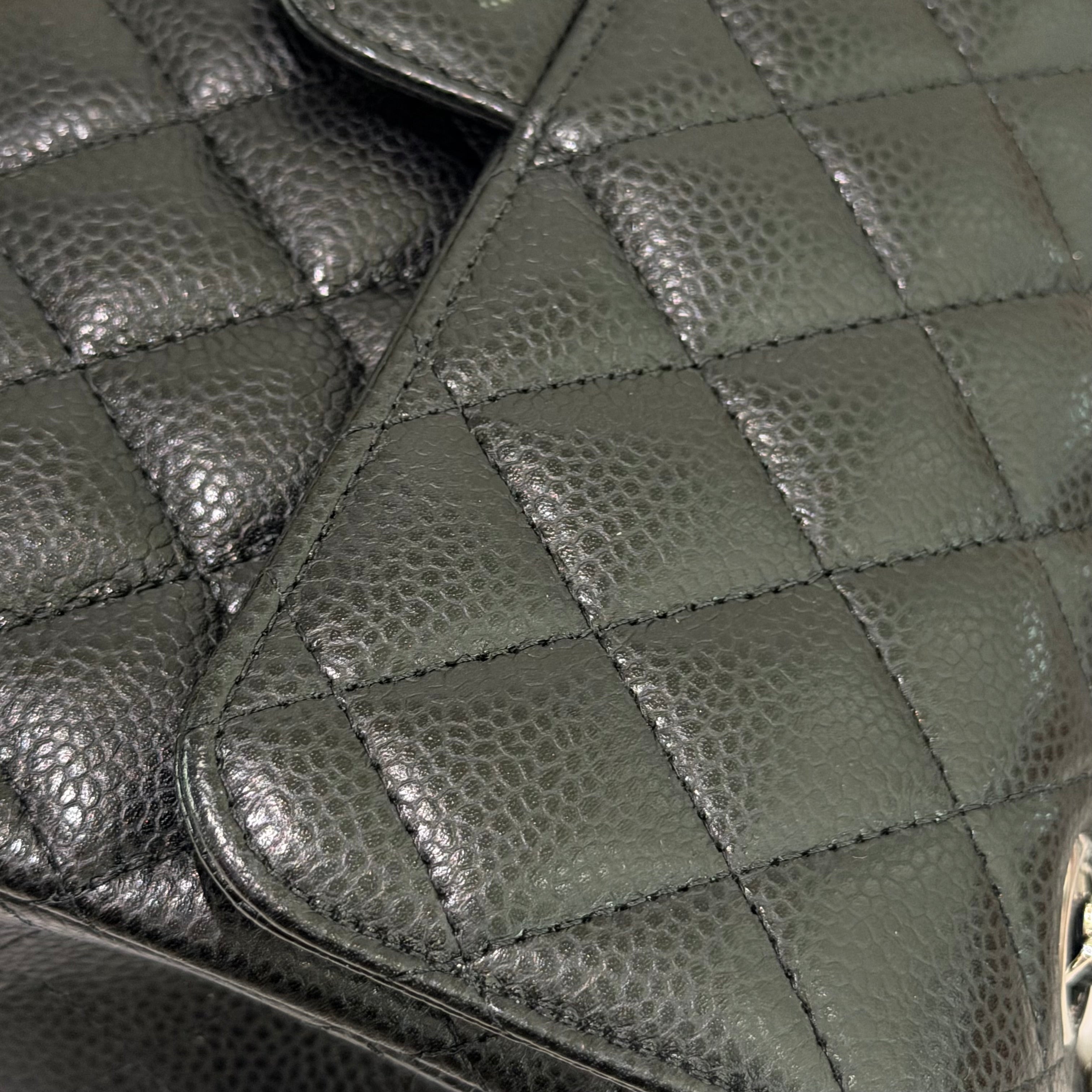 Chanel CF Small Black Silver Caviar Leather WOC Chip Version