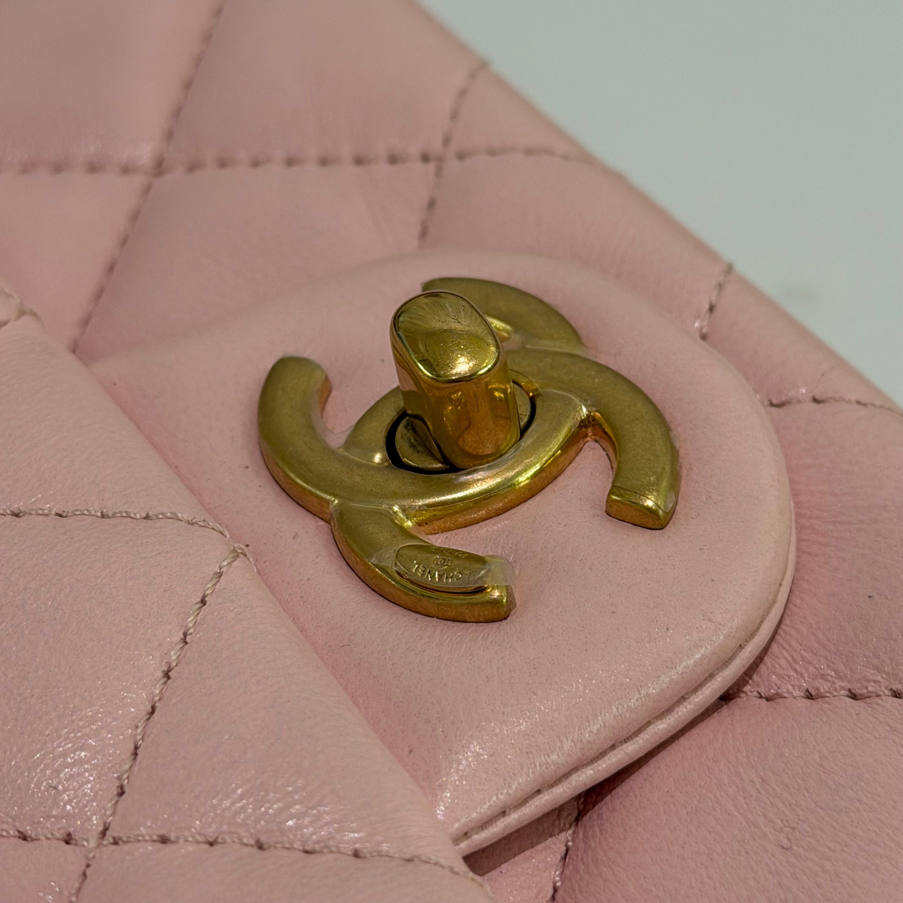Chanel CF Mini Pink Lambskin Pearl Chain Bag