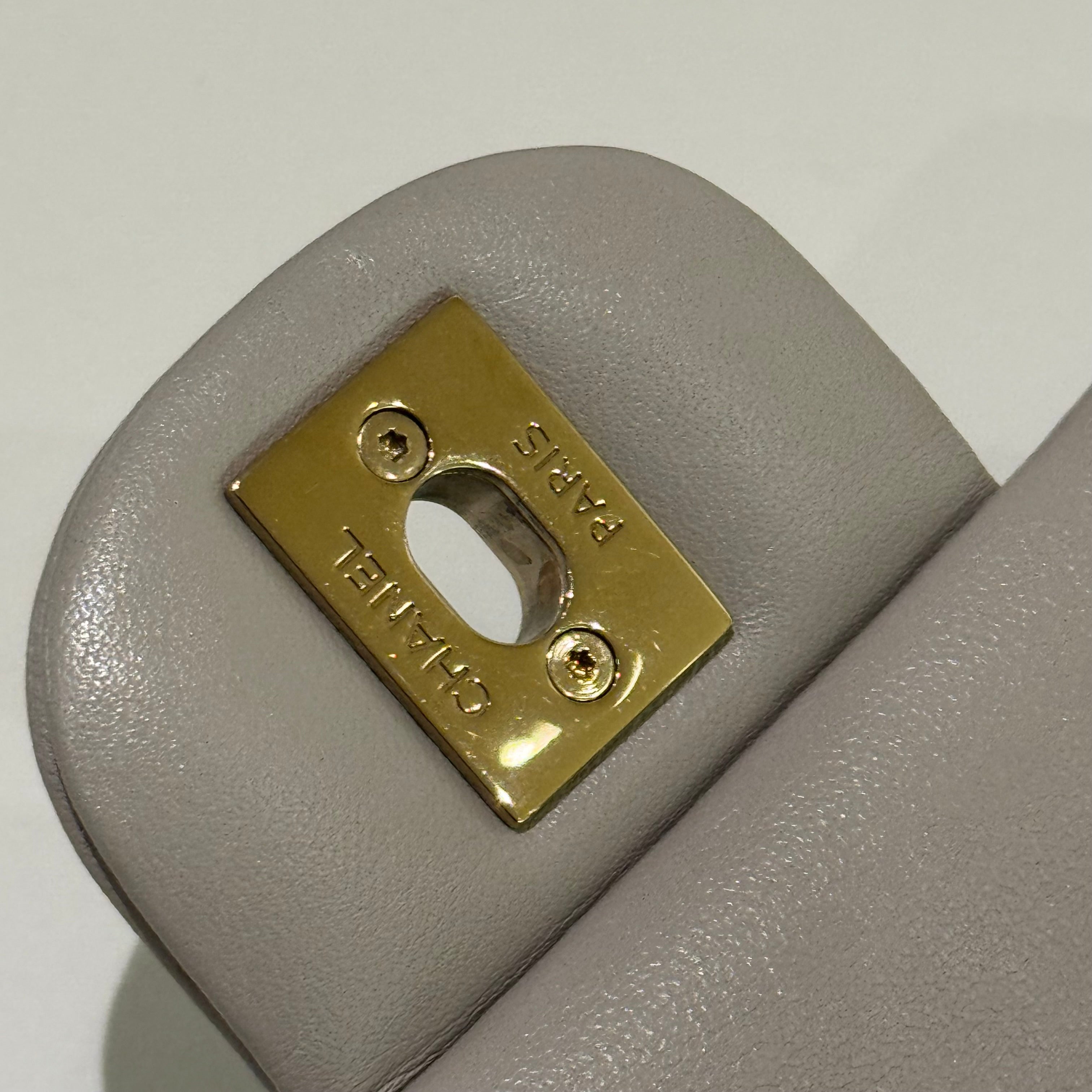 CHANEL CF MINI GREY LAMBSKIN WITH SILVER HARDWARE (MICROCHIP)