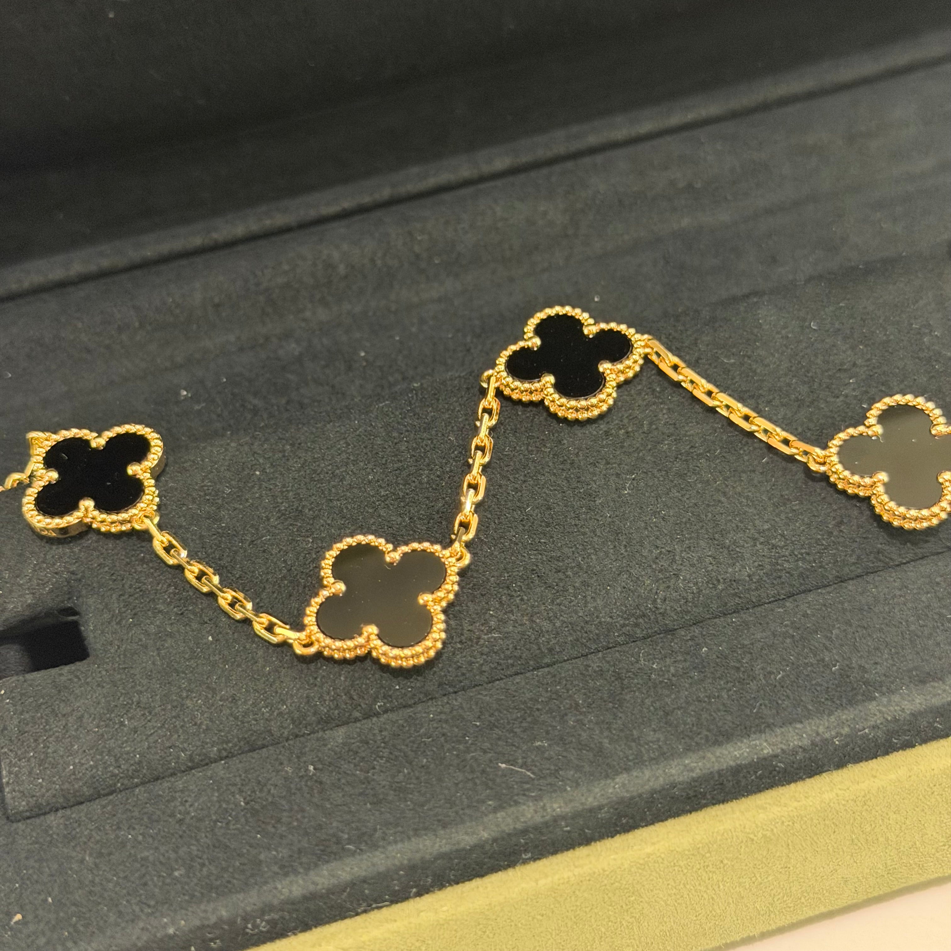 Van Cleef & Arpels Alhambra Five Motif Onyx Bracelet