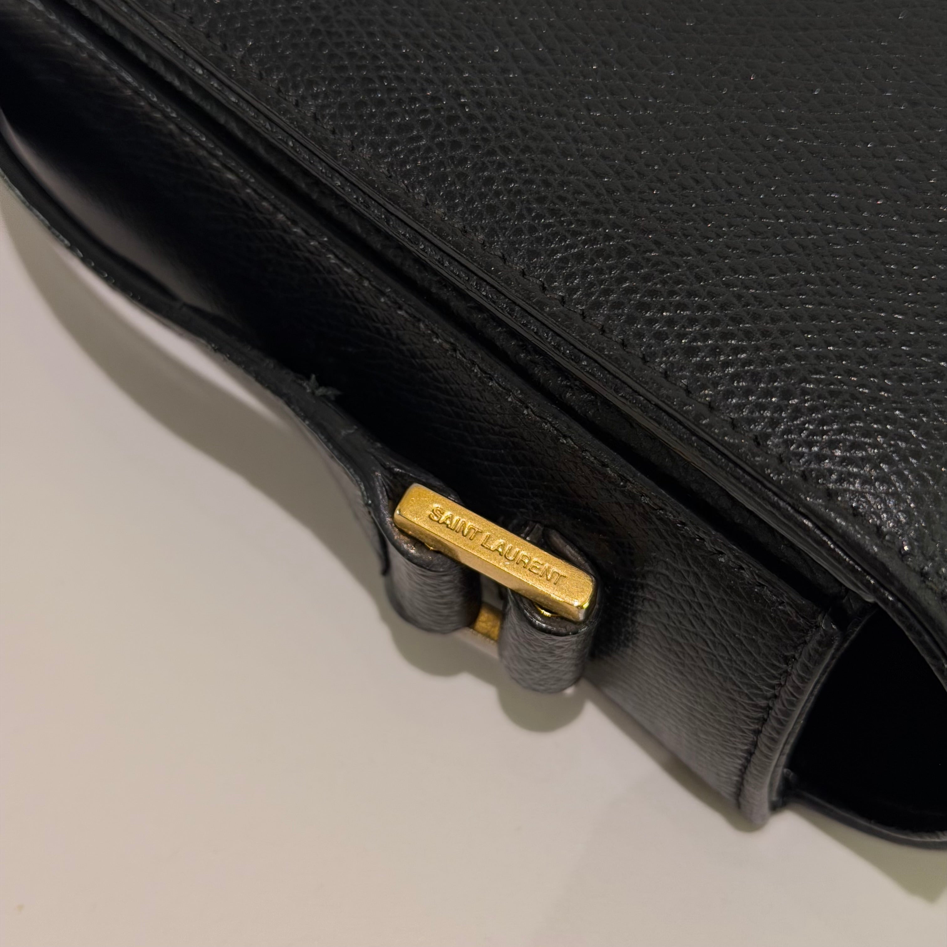 Saint Laurent Classic Black Grained Leather College Messenger Bag