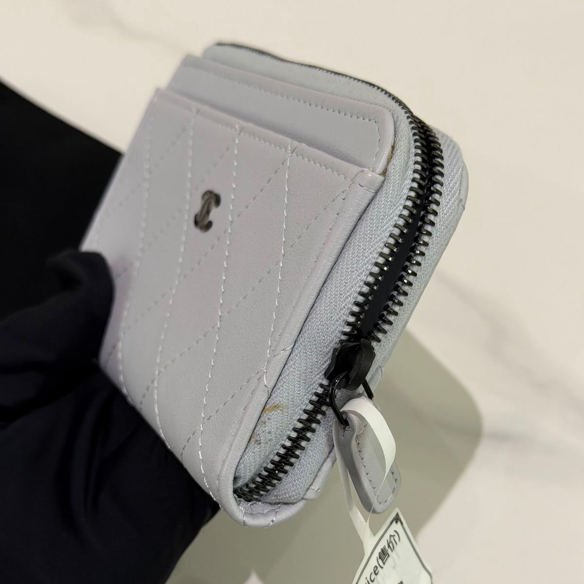 Chanel Grey Zipped Card Holder | COLLINS RAIN